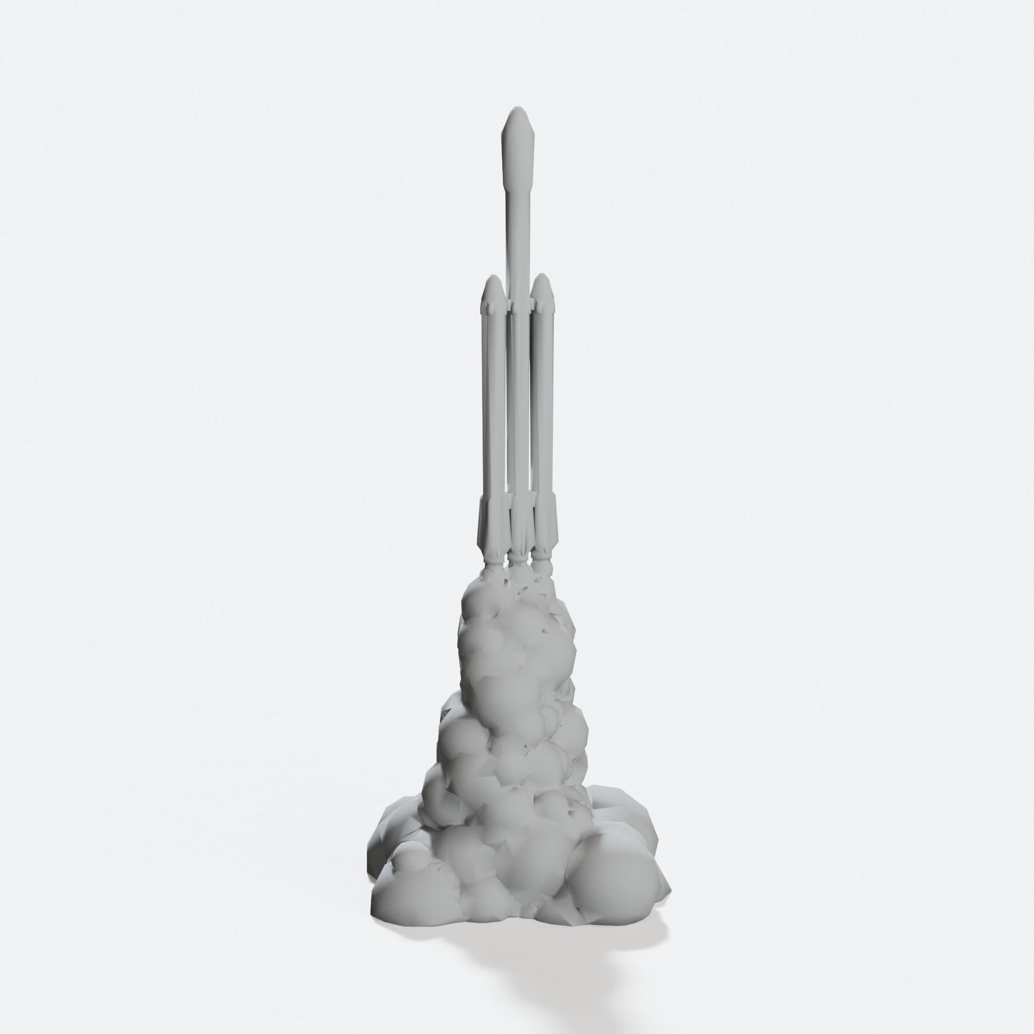 Low Poly Falcon Heavy Launch 3D Printed Ornament, hero tilt