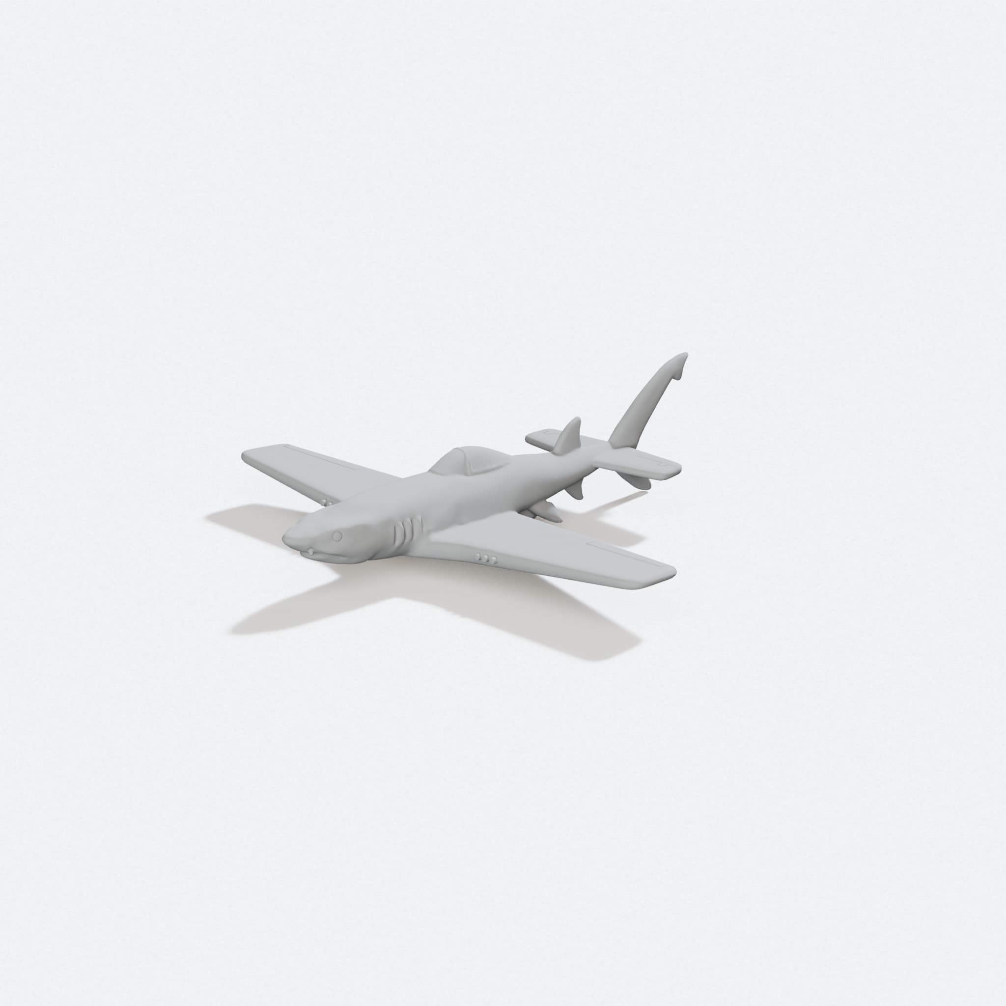 Windshark Fighter – 3D Printed Sci-Fi Shark Plane Toy, turn three quarter
