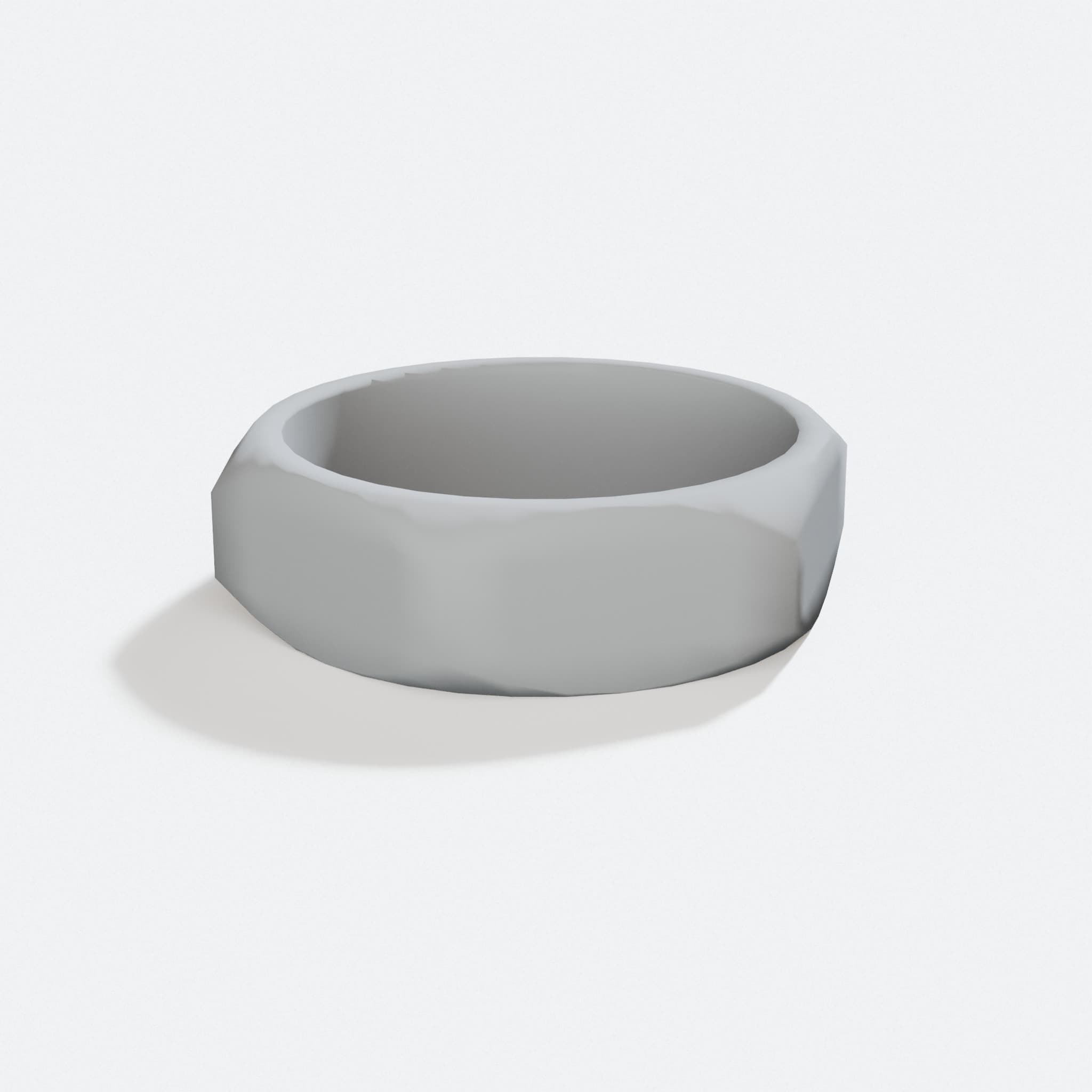 Reverse Engineer's Ring with Faceted Band, turn three quarter