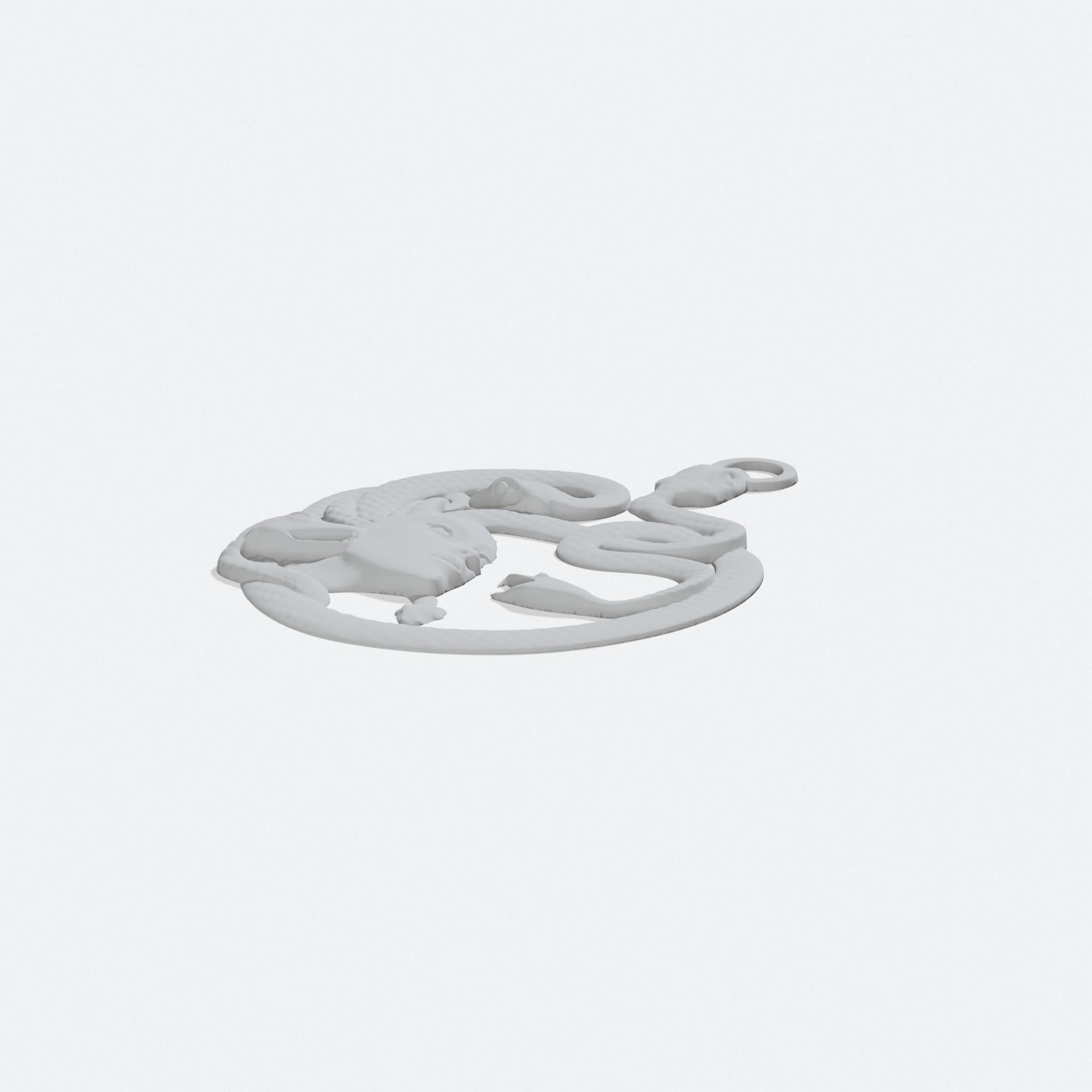 Medusa Keychain, 3D Printed Greek Goddess Home Decor, turn three quarter