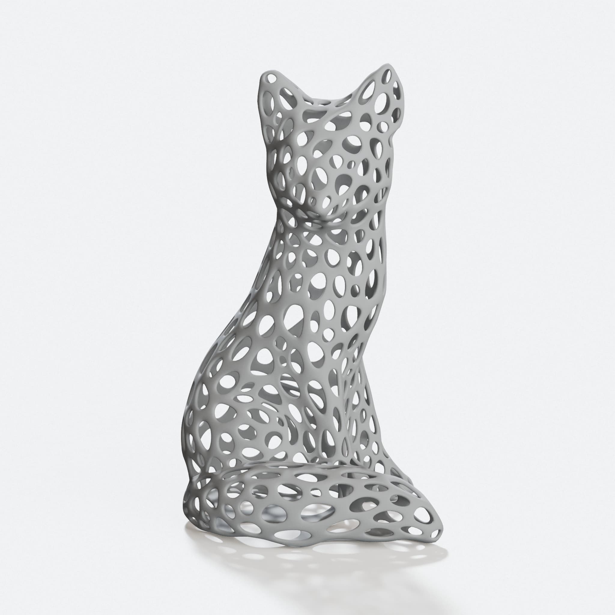 Fox Voronoi 3D Printed Home Decor Sculpture, hero tilt