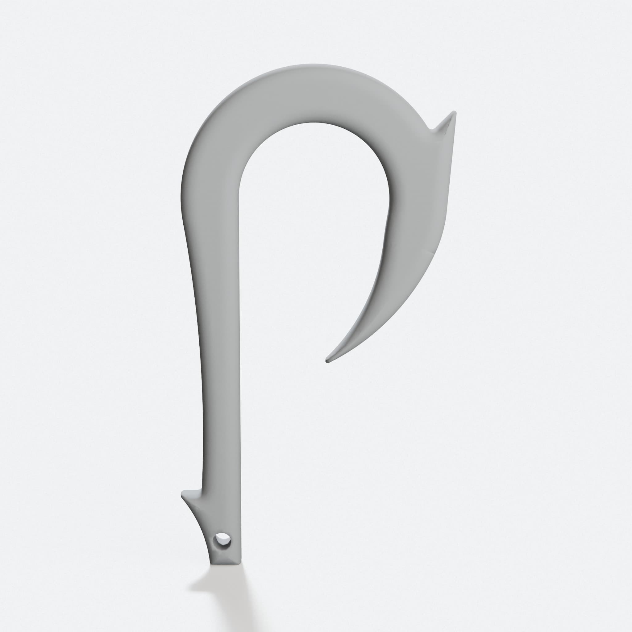 Surfing Styled Fish Hook 3D Printed Ornament, hero tilt