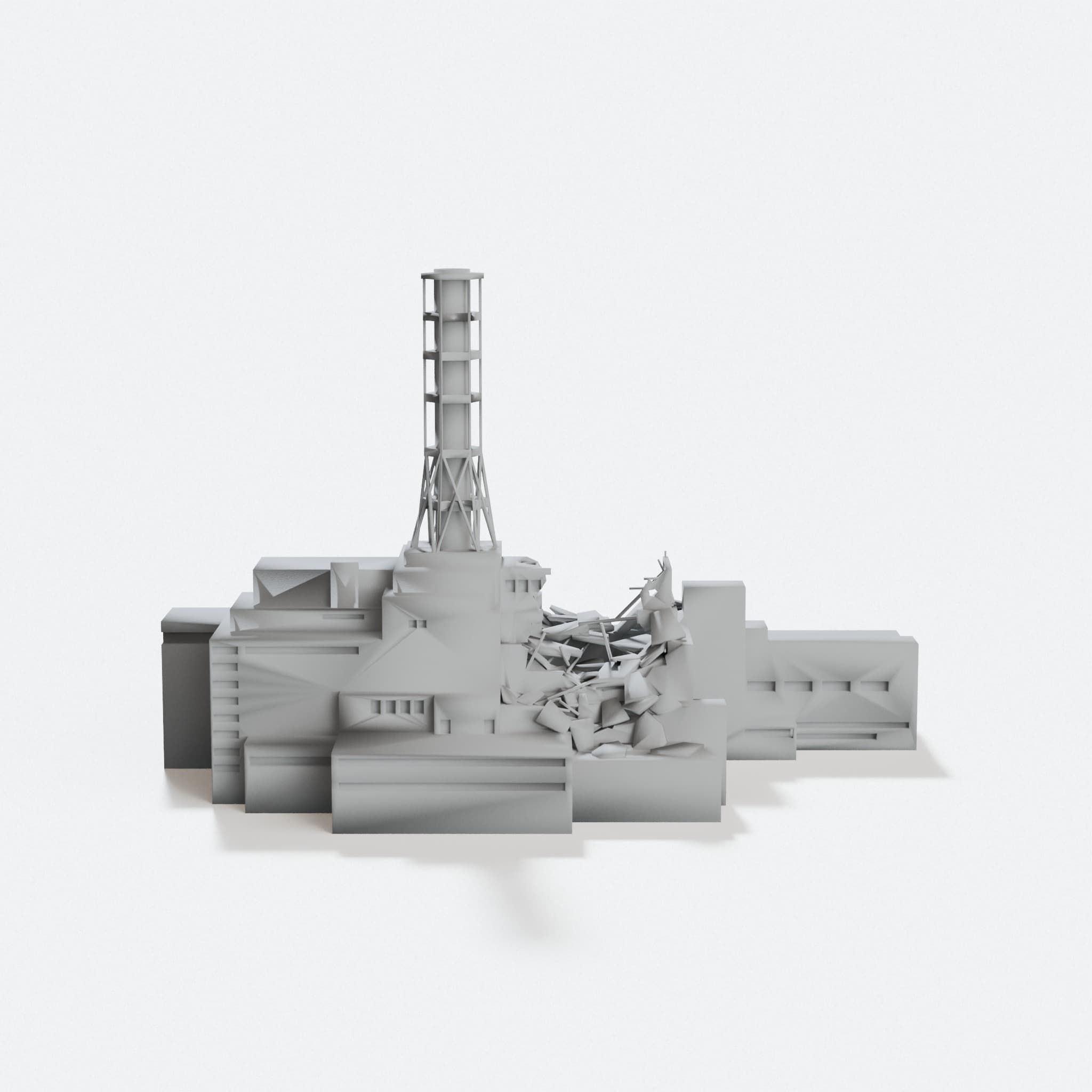 Chernobyl Nuclear Plant 3D Printed Home Decor Model, hero tilt