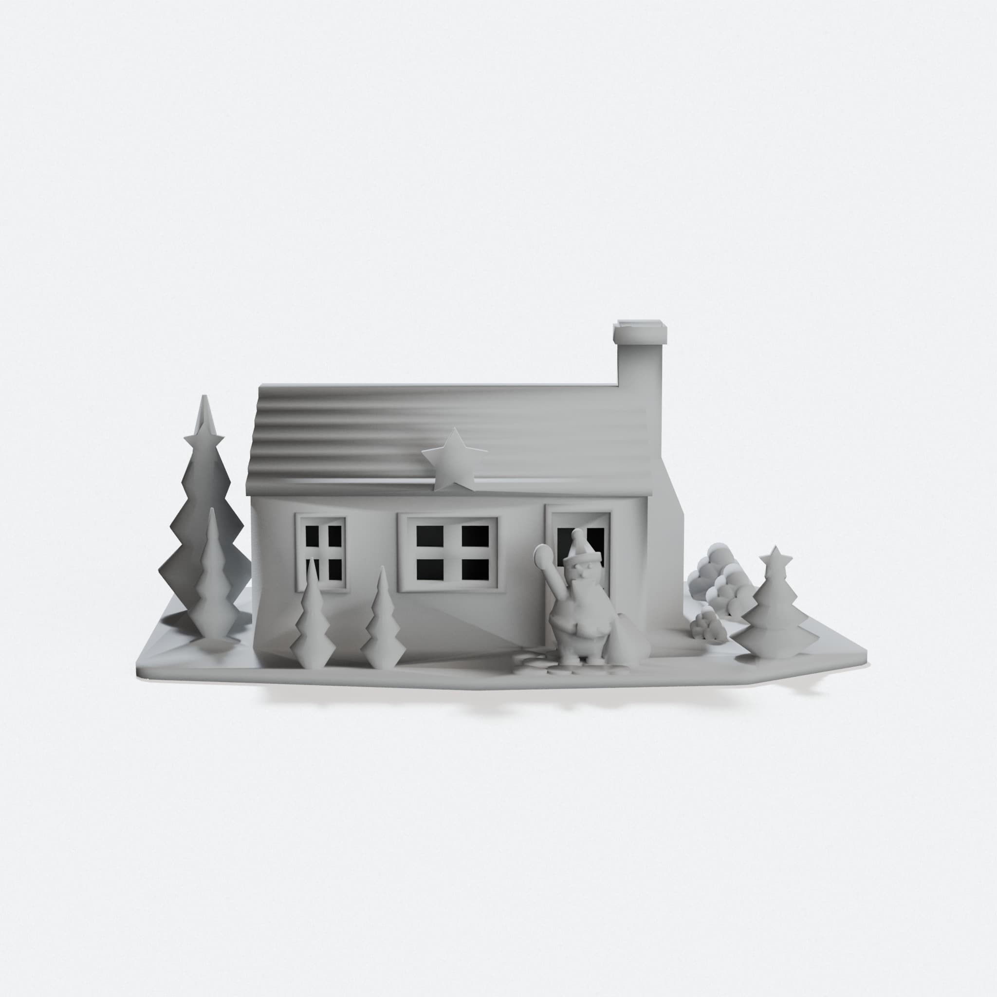 Small Christmas House 3D Printed Ornament, hero tilt