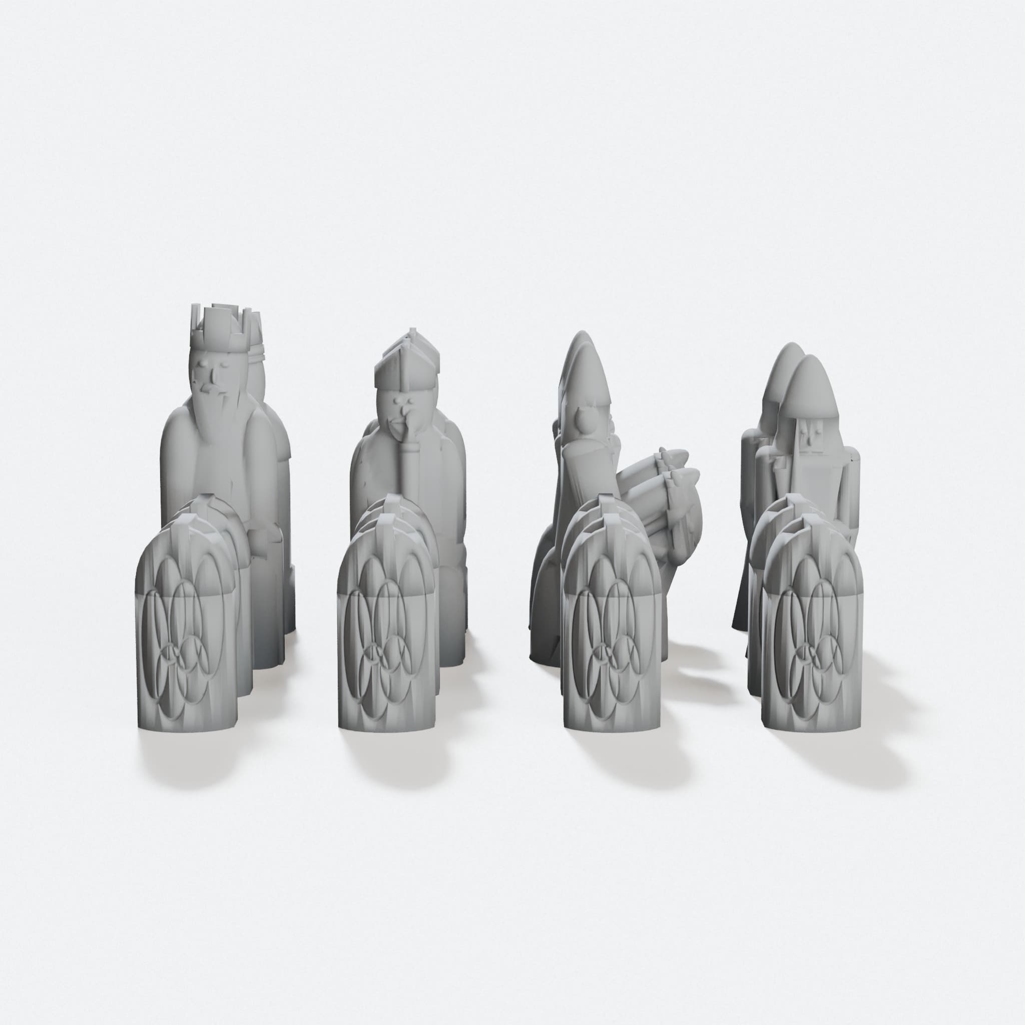 Lewis Chess Piece Set - 3D Printable, hero tilt