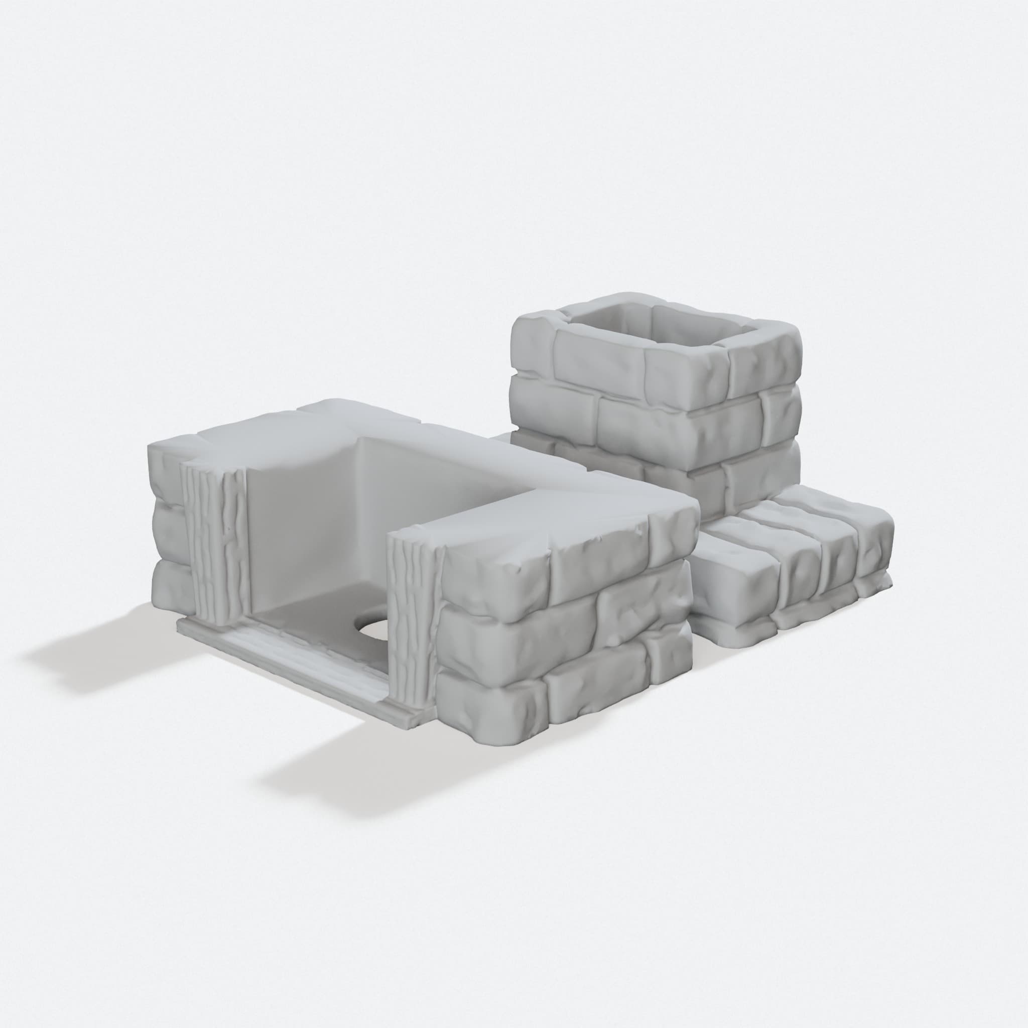 Stone Fireplace Terrain, Tabletop Camp and Tavern Piece, turn three quarter