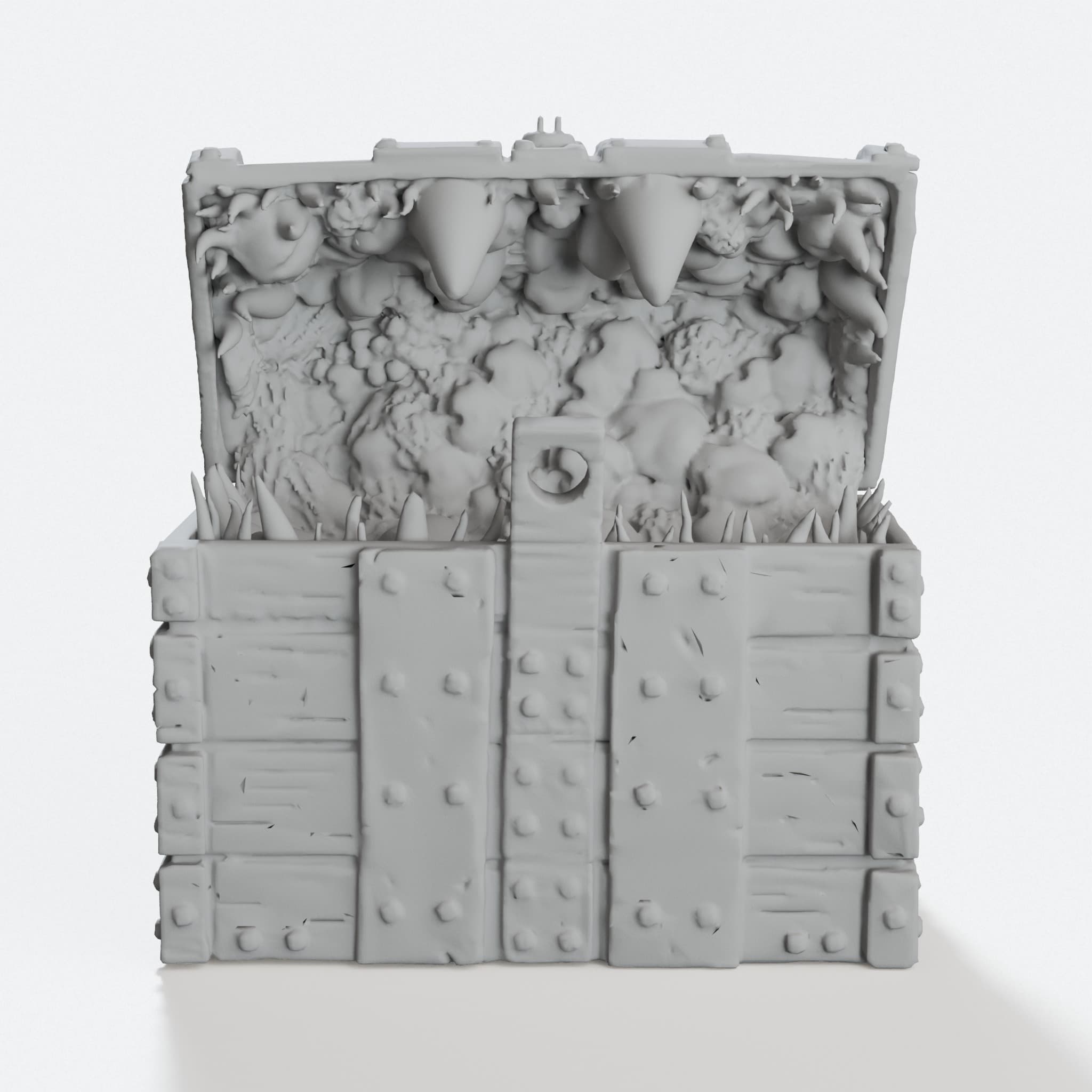 D&D Mimic Chest 3D Printed Toy Monster, hero tilt