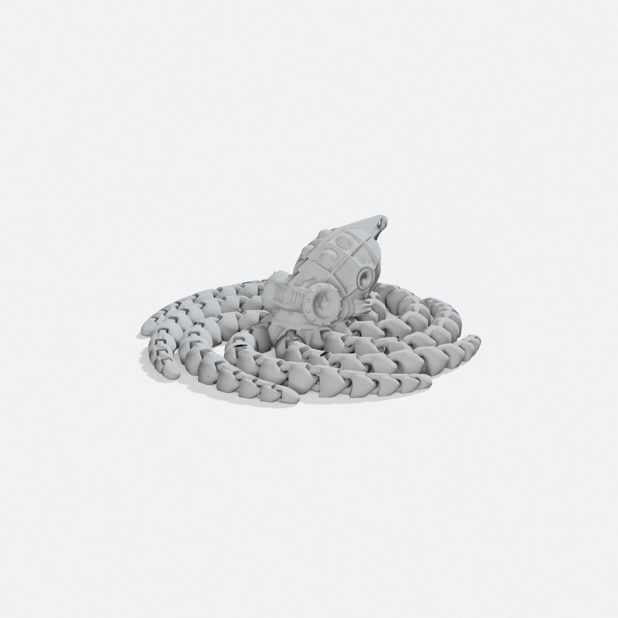 Steampunk Octopus 3D Printed Home Decor with Spiral Tentacles, turn three quarter