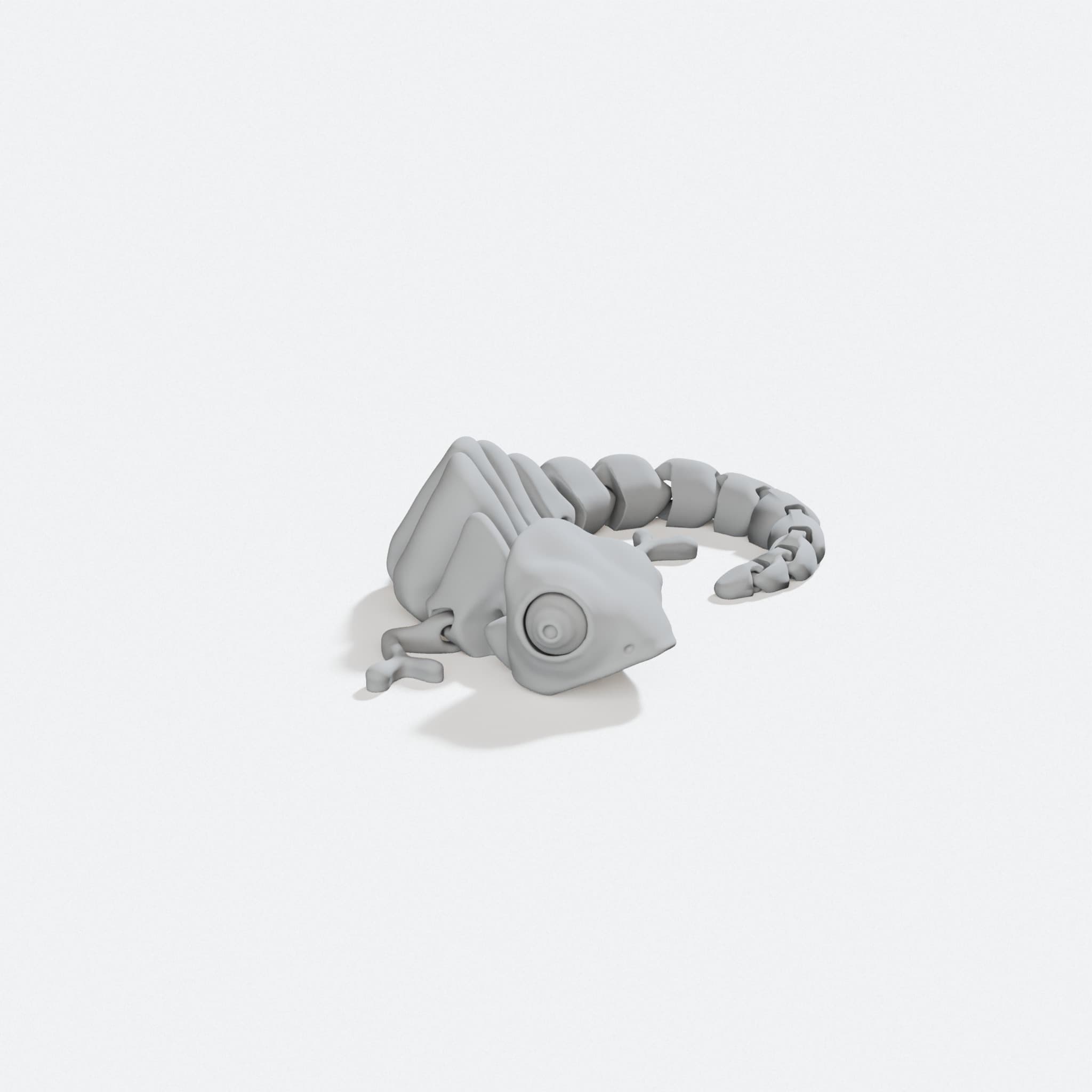 Wrapped Articulated Chameleon 3D Printed Toy, turn three quarter