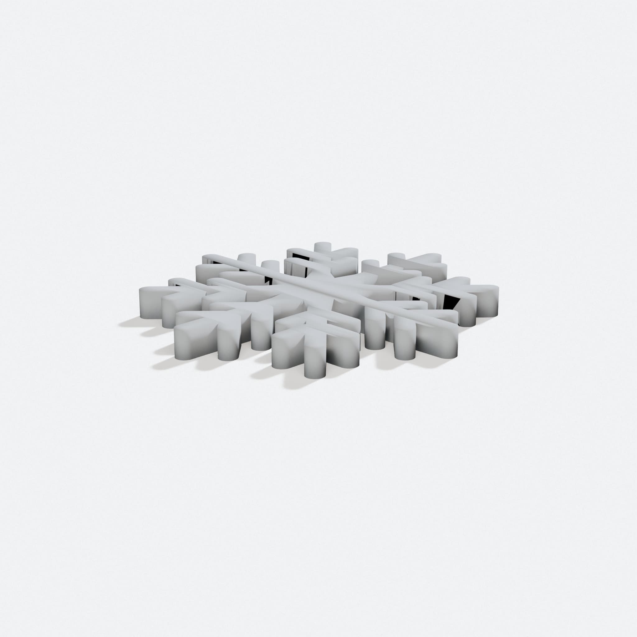 3D Printed Snowflakes Set Holiday Ornaments, turn three quarter
