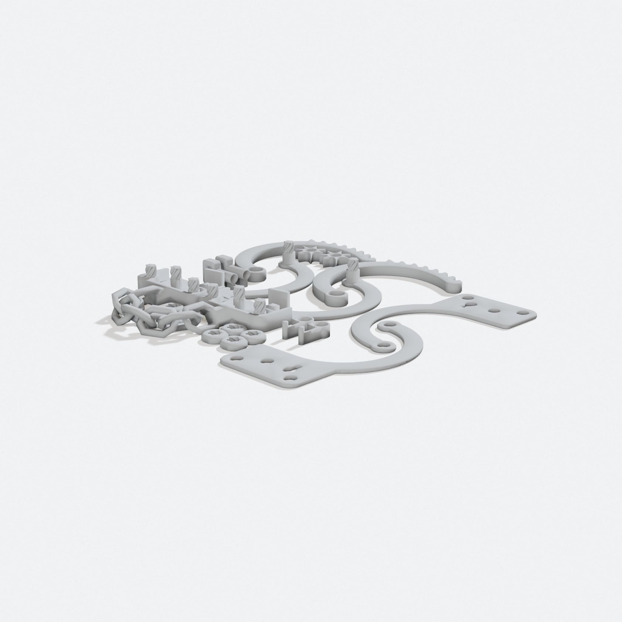 3D Printed Handcuffs Toy: Complete Single Bed Print, turn three quarter
