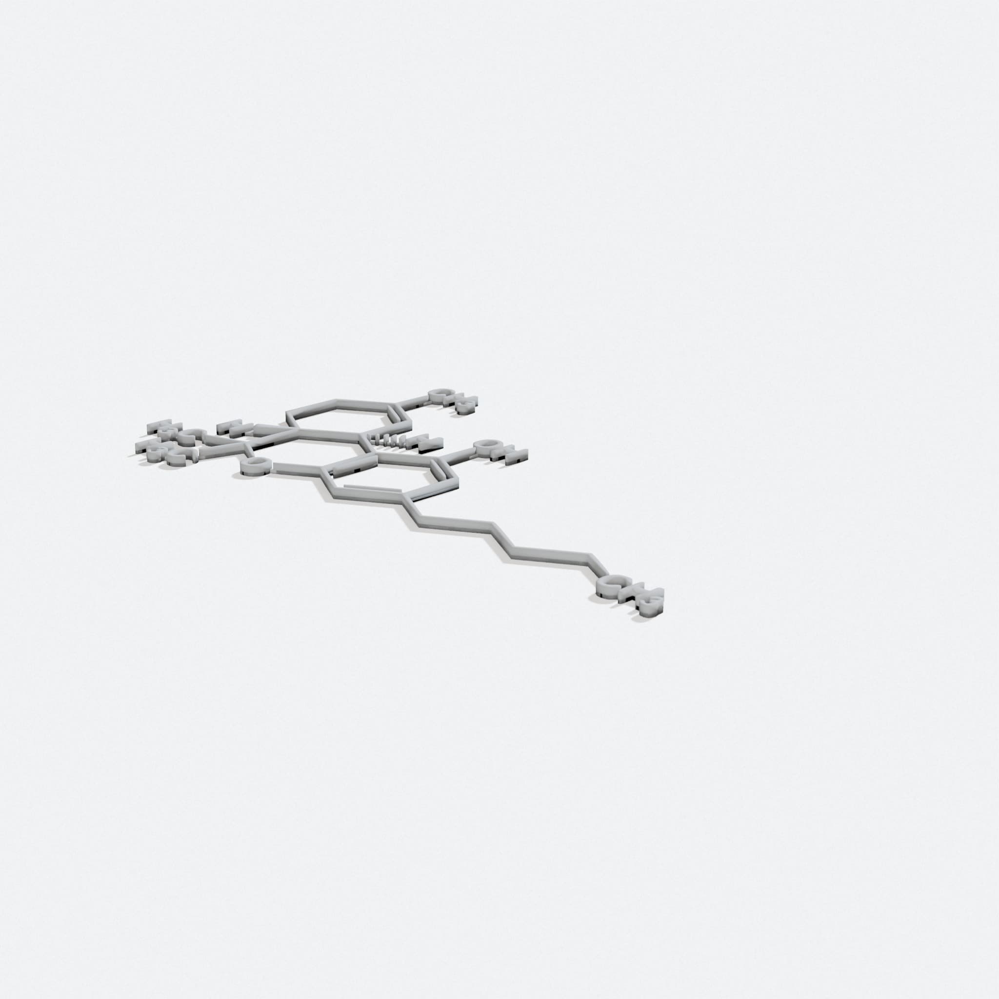 THC Molecule 3D Printed Wall Art Home Decor, turn three quarter