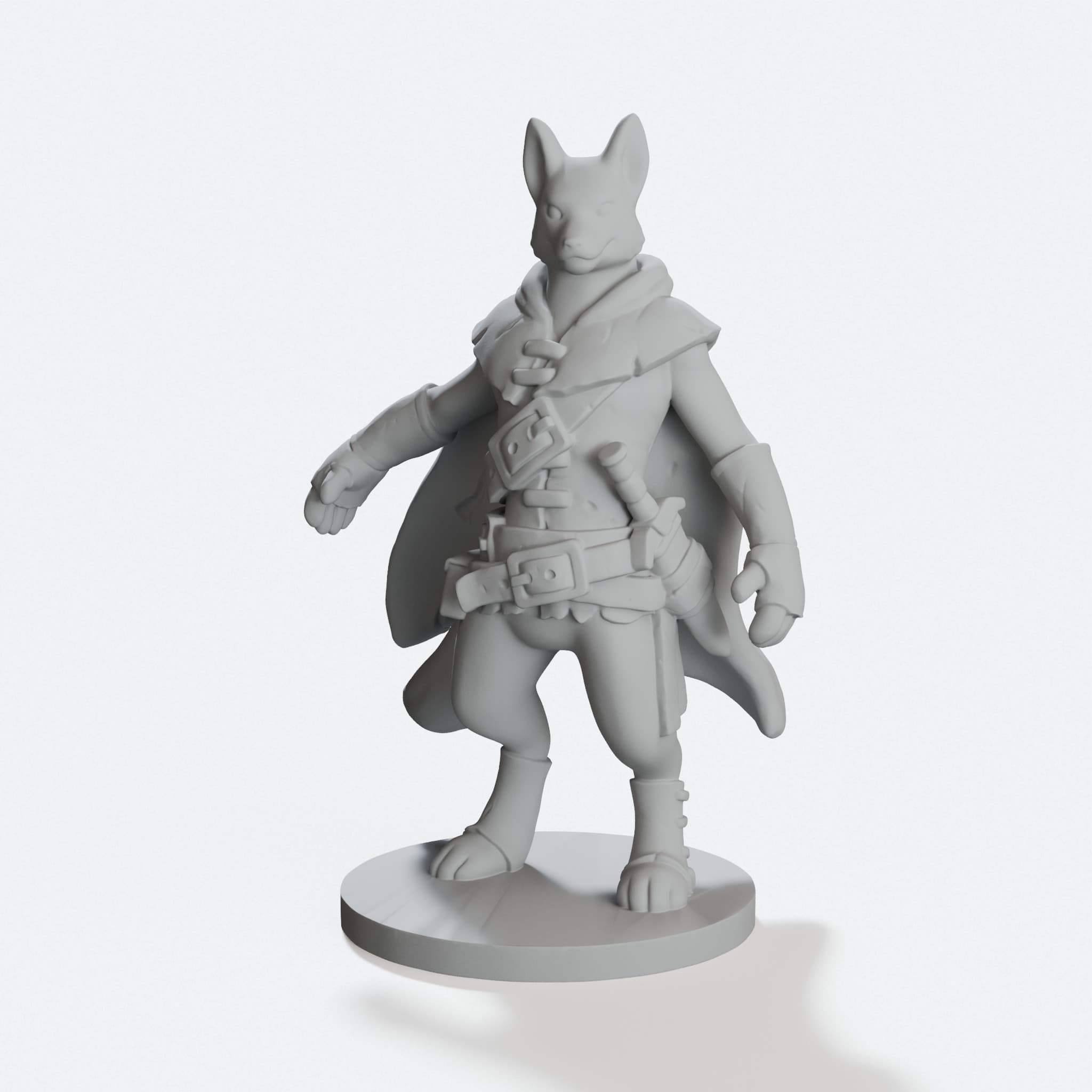 Fox Thief 3D Printed Toy for D&D and Tabletop Games, hero tilt