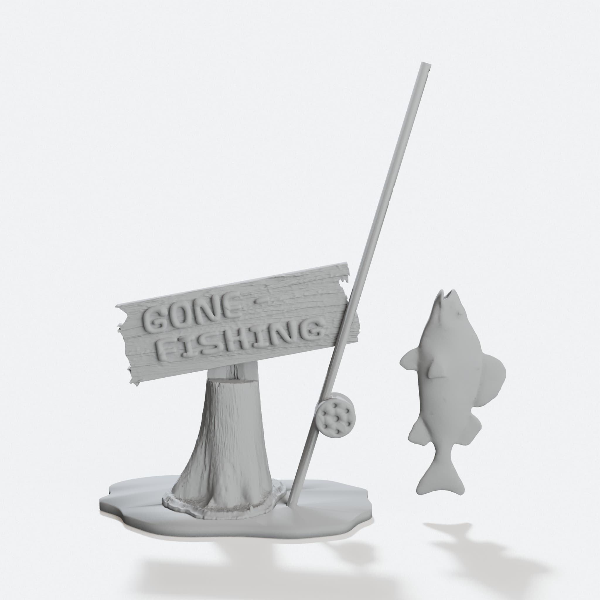 Gone Fishing Desk Sign & Fish Model Set, hero tilt
