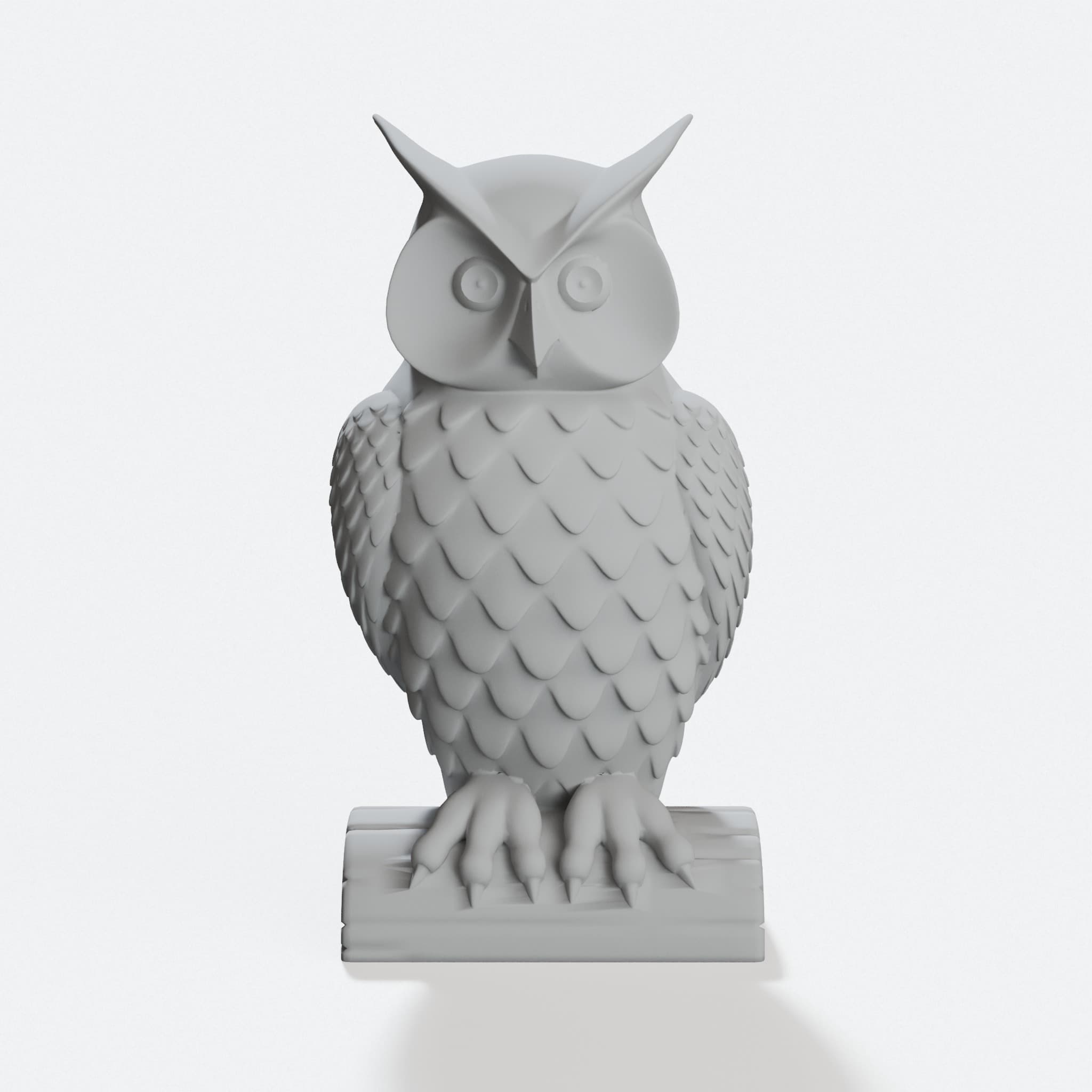 3D Printed Owl Statue | Facing Front Home Decor Figurine, hero tilt