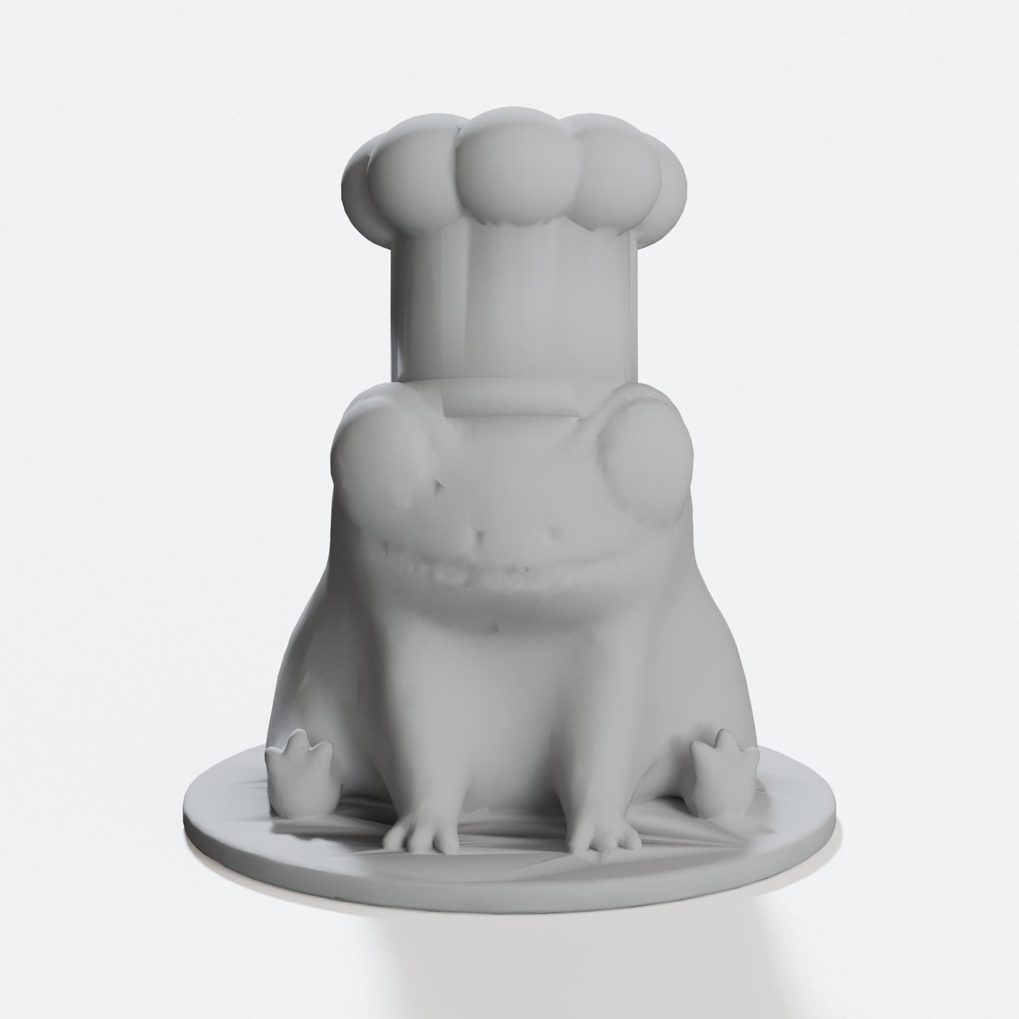 Fred the Frog Chef, 3D Printed Toy Figure, hero tilt