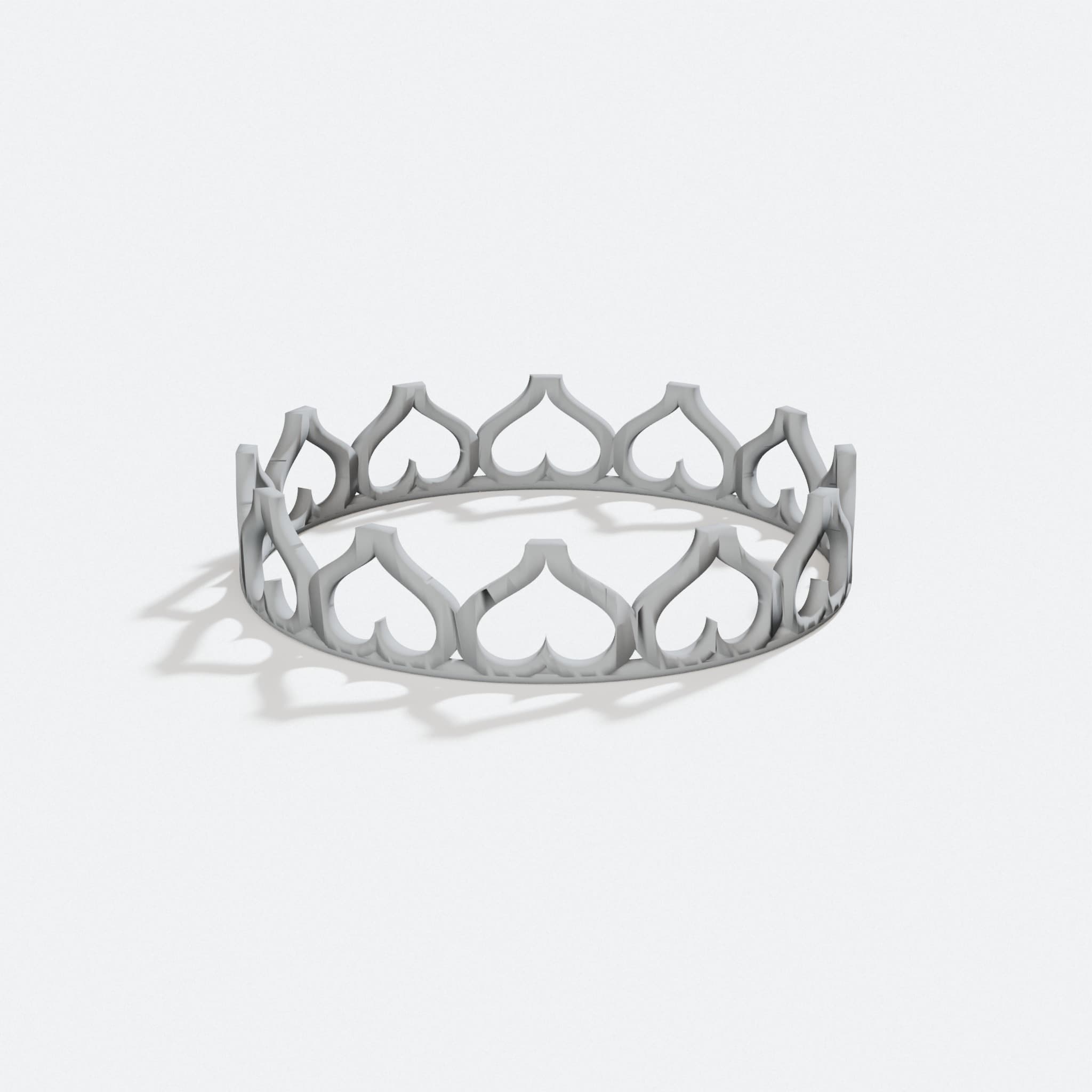 3D Printed Princess Heart Crown Toy, turn three quarter