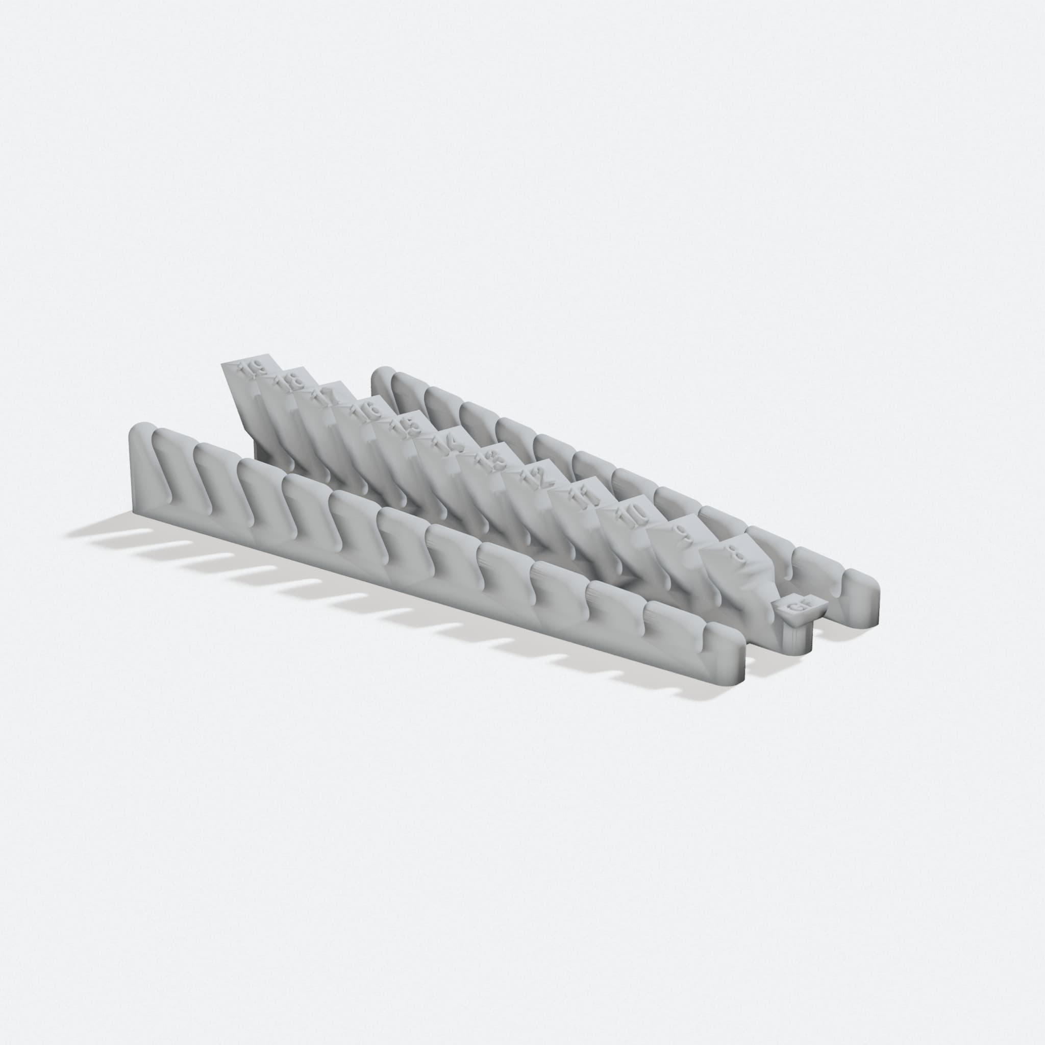 3D Printed Spanner Rack for Workshop Tools, turn three quarter