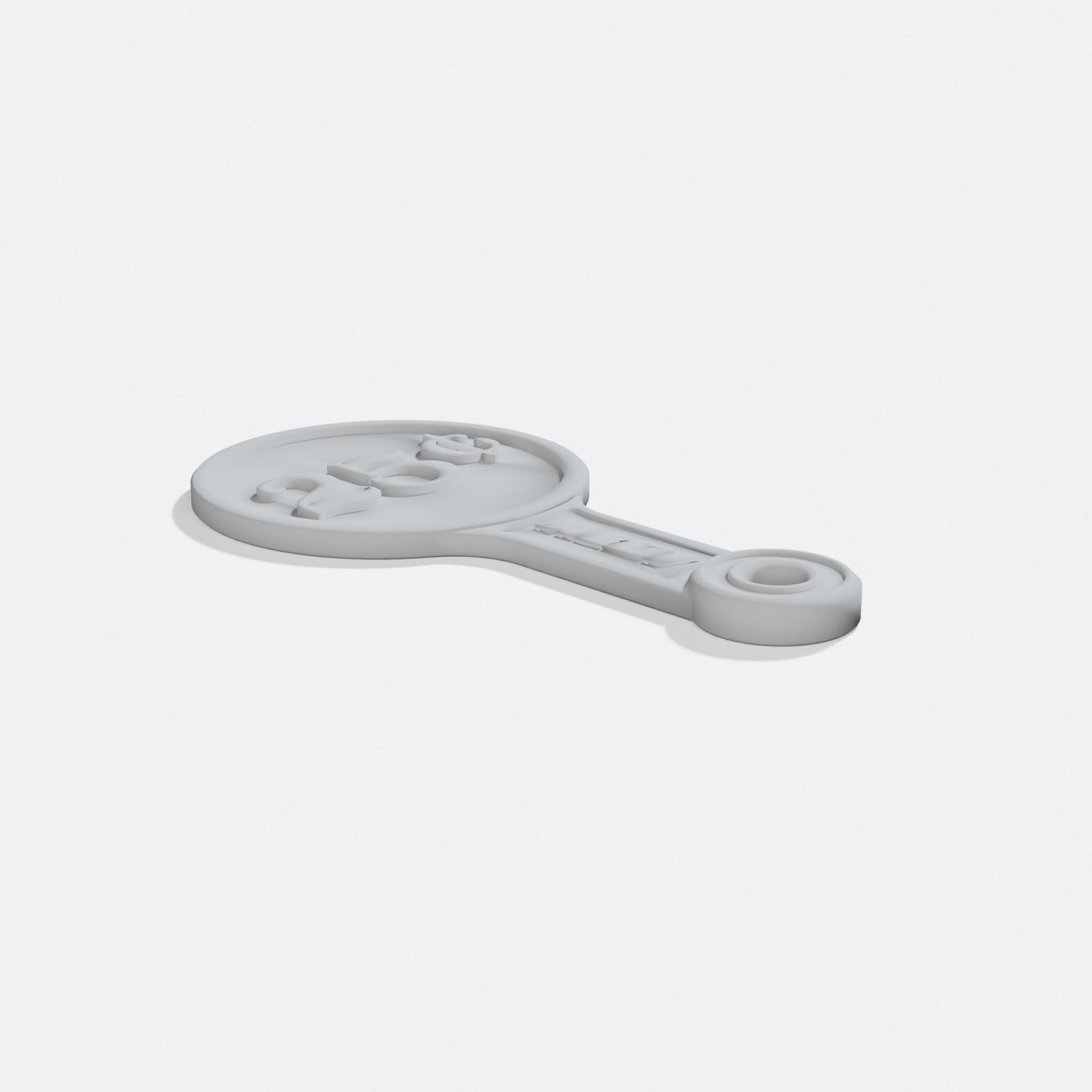 3D Printed ALDI Cart Token Holder, 25 Cent Design, turn three quarter