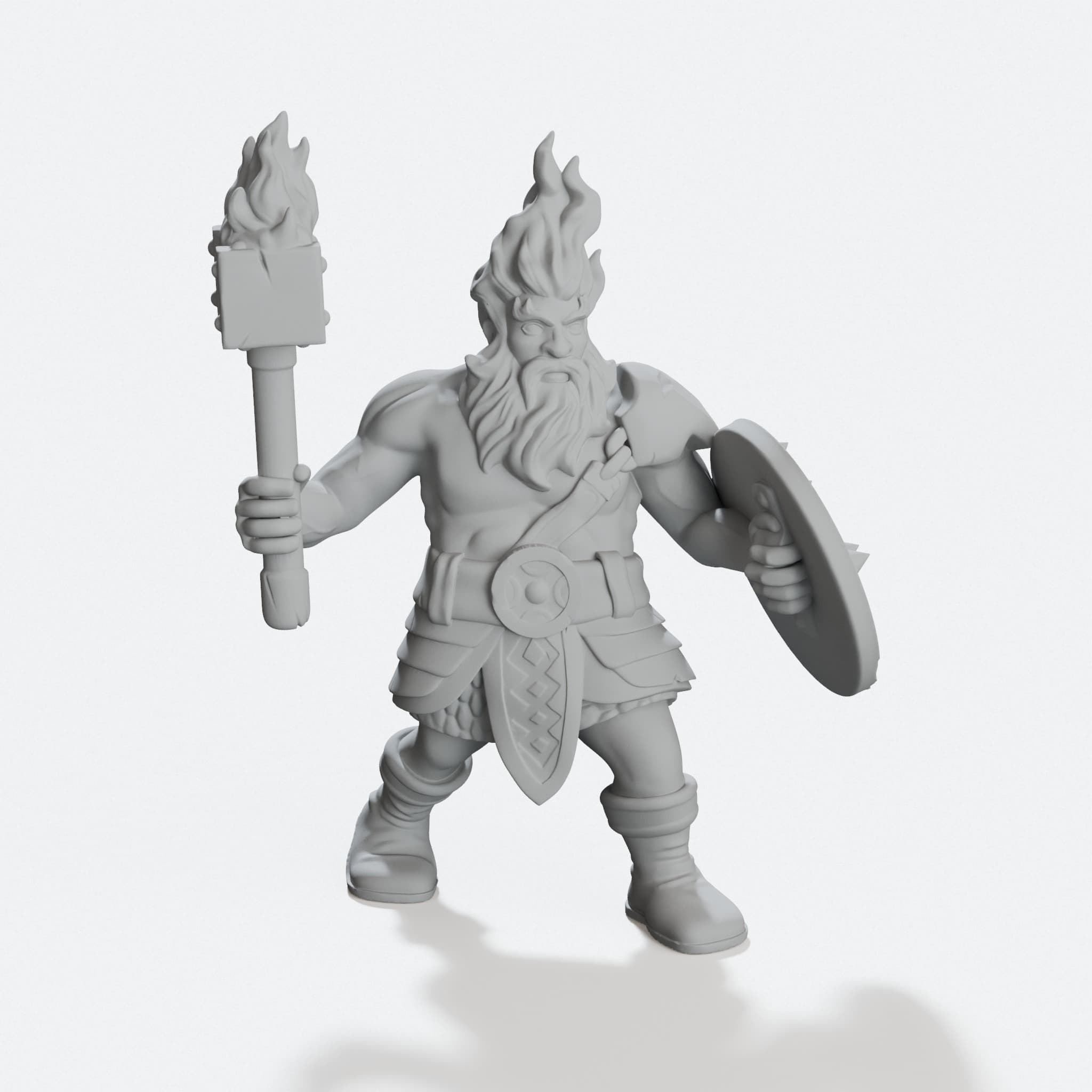 Azer Fire Dwarf 3D Printed Toy Mini for DnD Tabletop, hero tilt