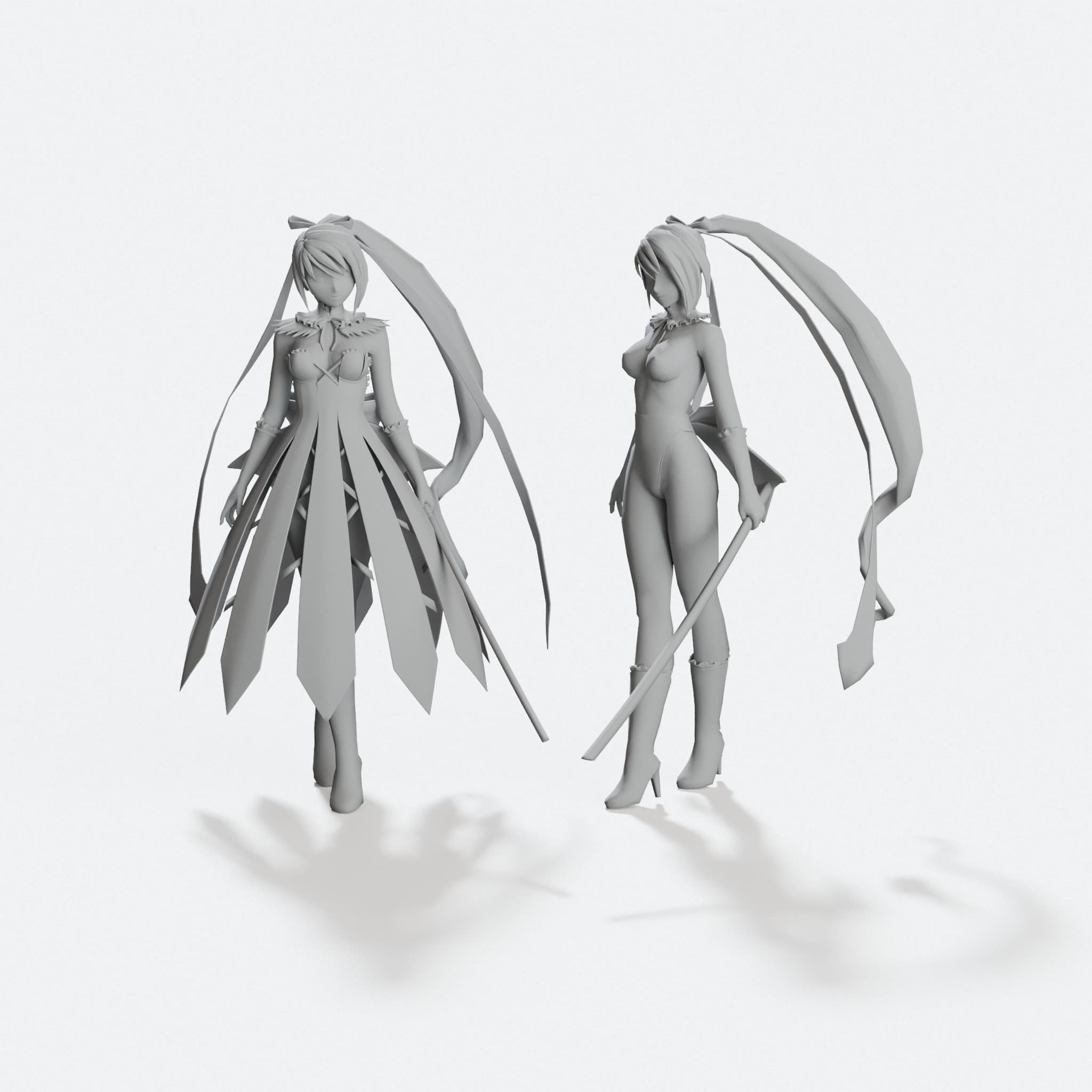 Moe Girl Anime Figure - 3D Printable Collectible, hero tilt