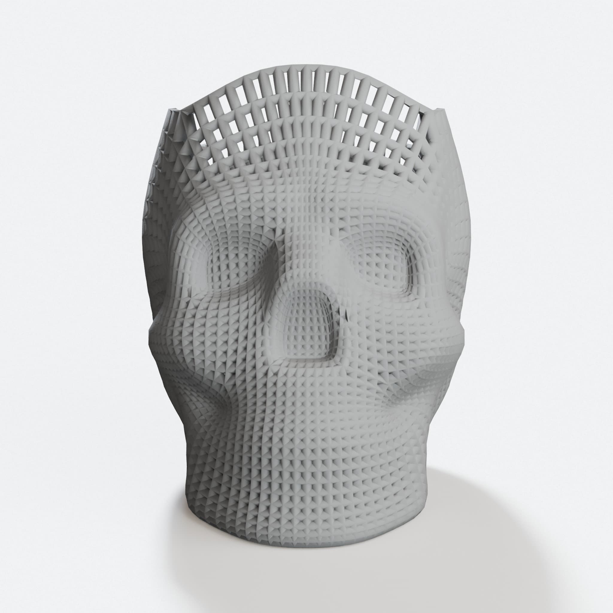 Wireframe Skull Pencil Holder. Sculpture that holds pens.