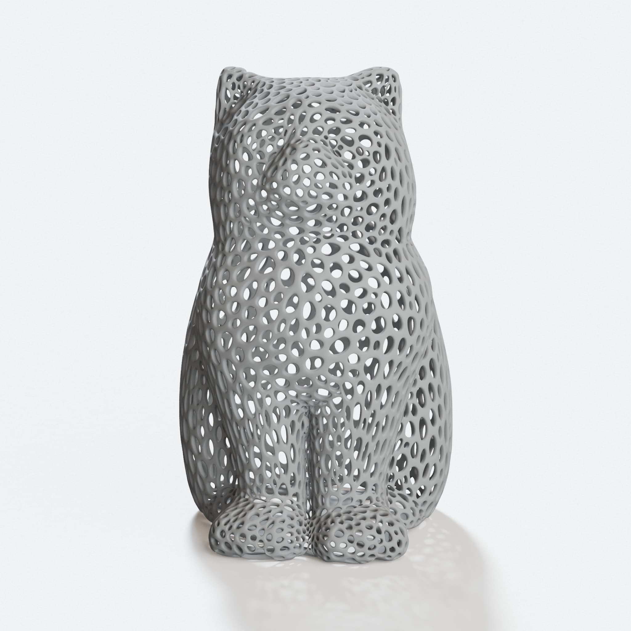 Voronoi Cat Sculpture - 3D Printed Home Decor with LED Display