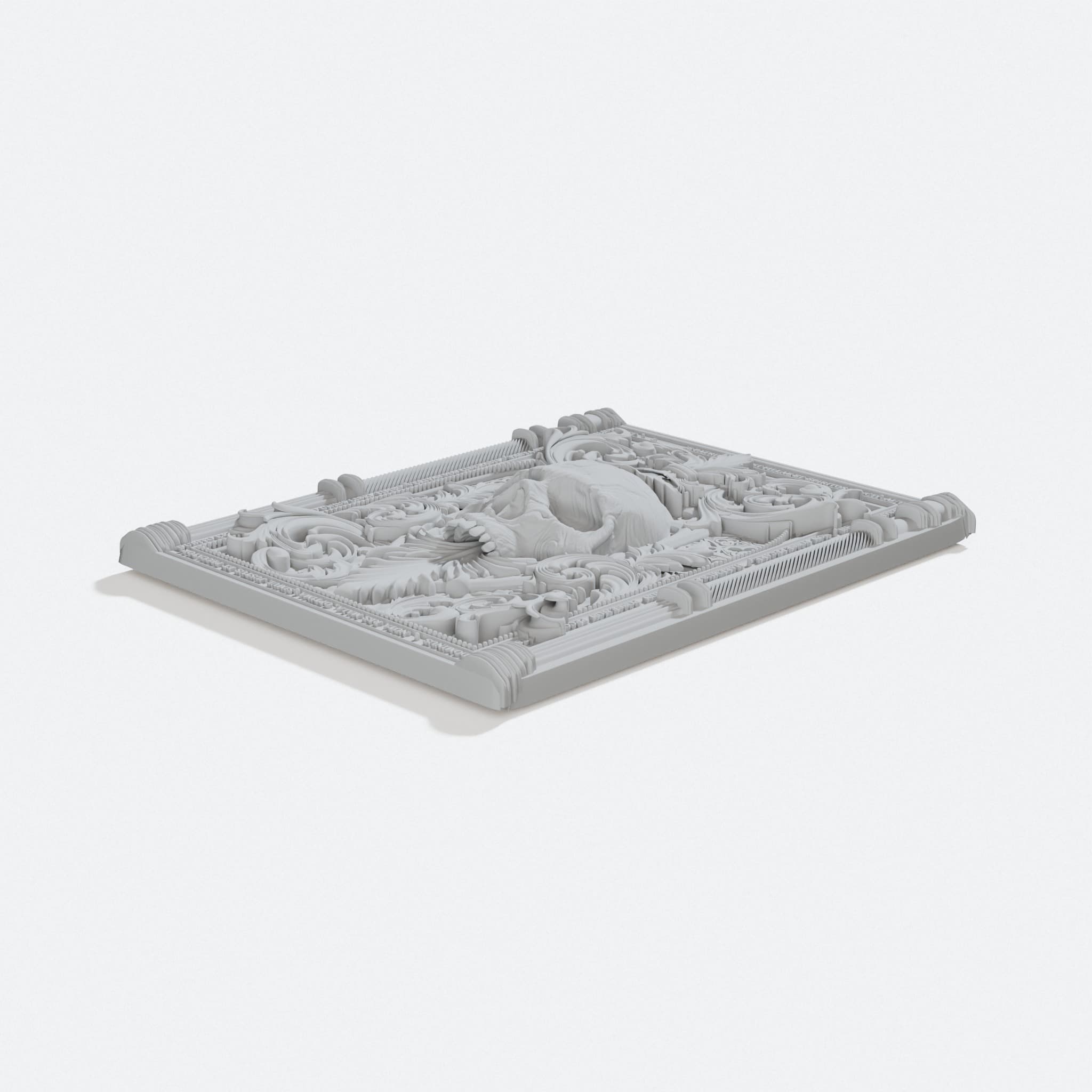 Victorian Frame Skull 3D Print File for CNC, turn three quarter