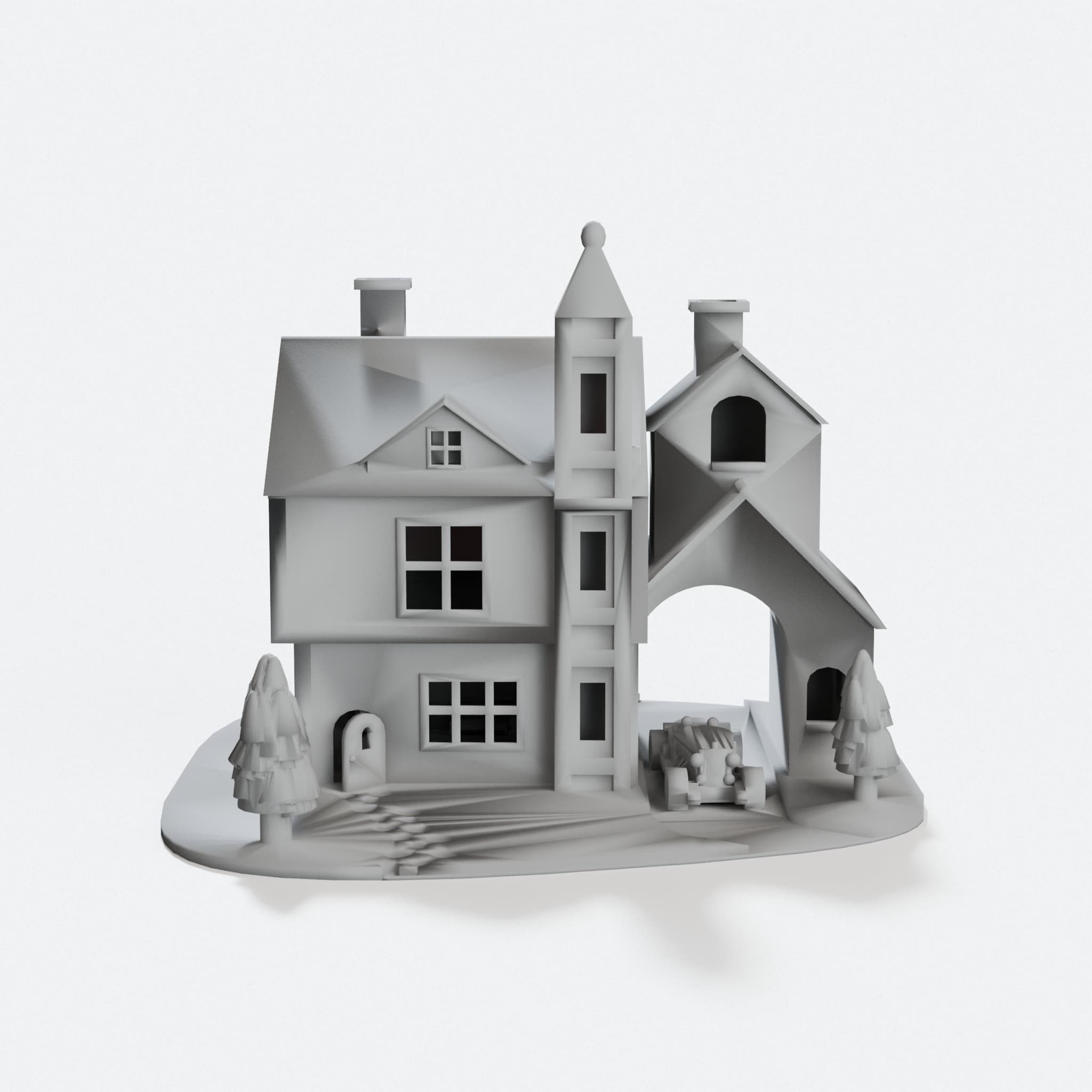 Christmas House Ornament with Interior Furniture, hero tilt