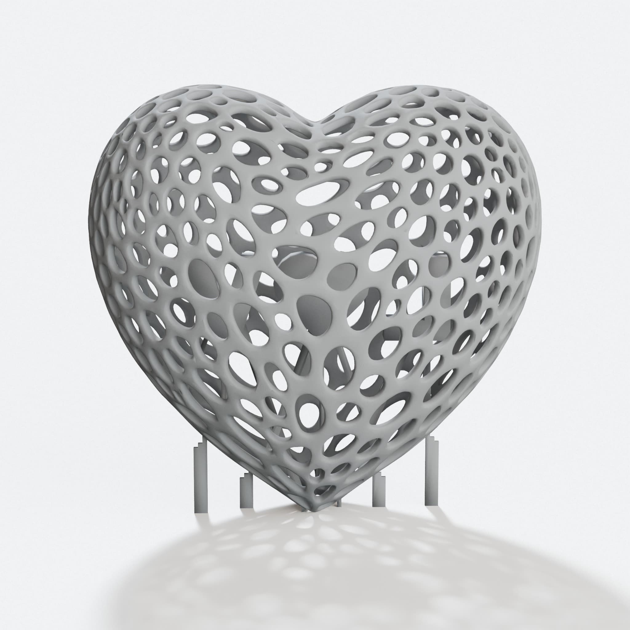 Voronoi Heart 3D Printed Ornament with Custom Letters, hero tilt
