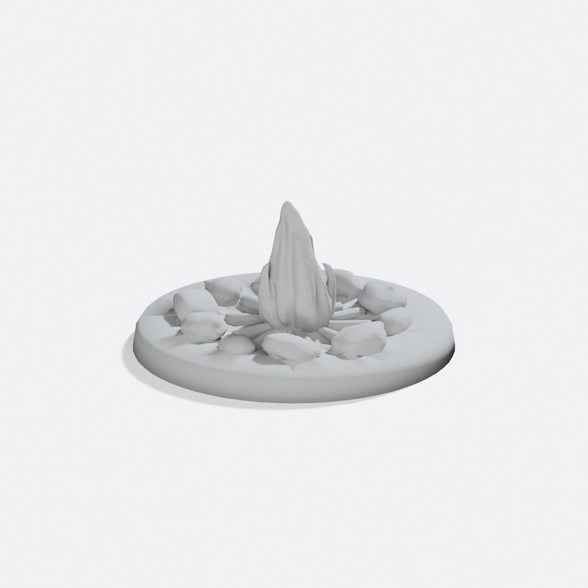 DnD Campfire Miniature for Tabletop Gaming, turn three quarter
