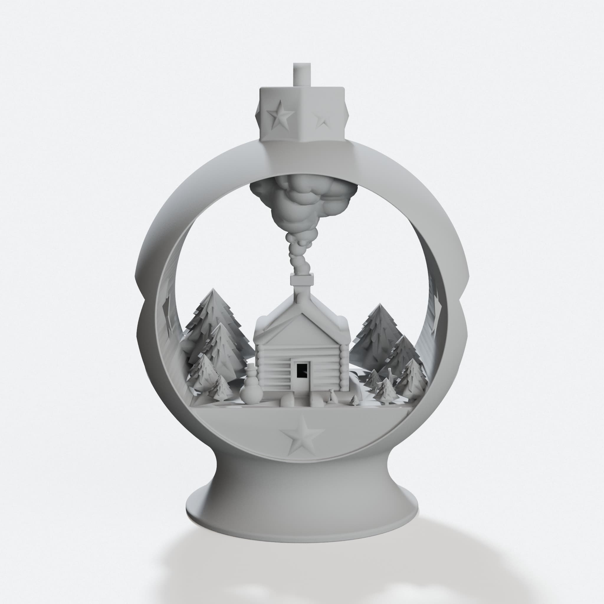Snowglobe Votive Ornament - 3D Printed Tea Light Holder, hero tilt