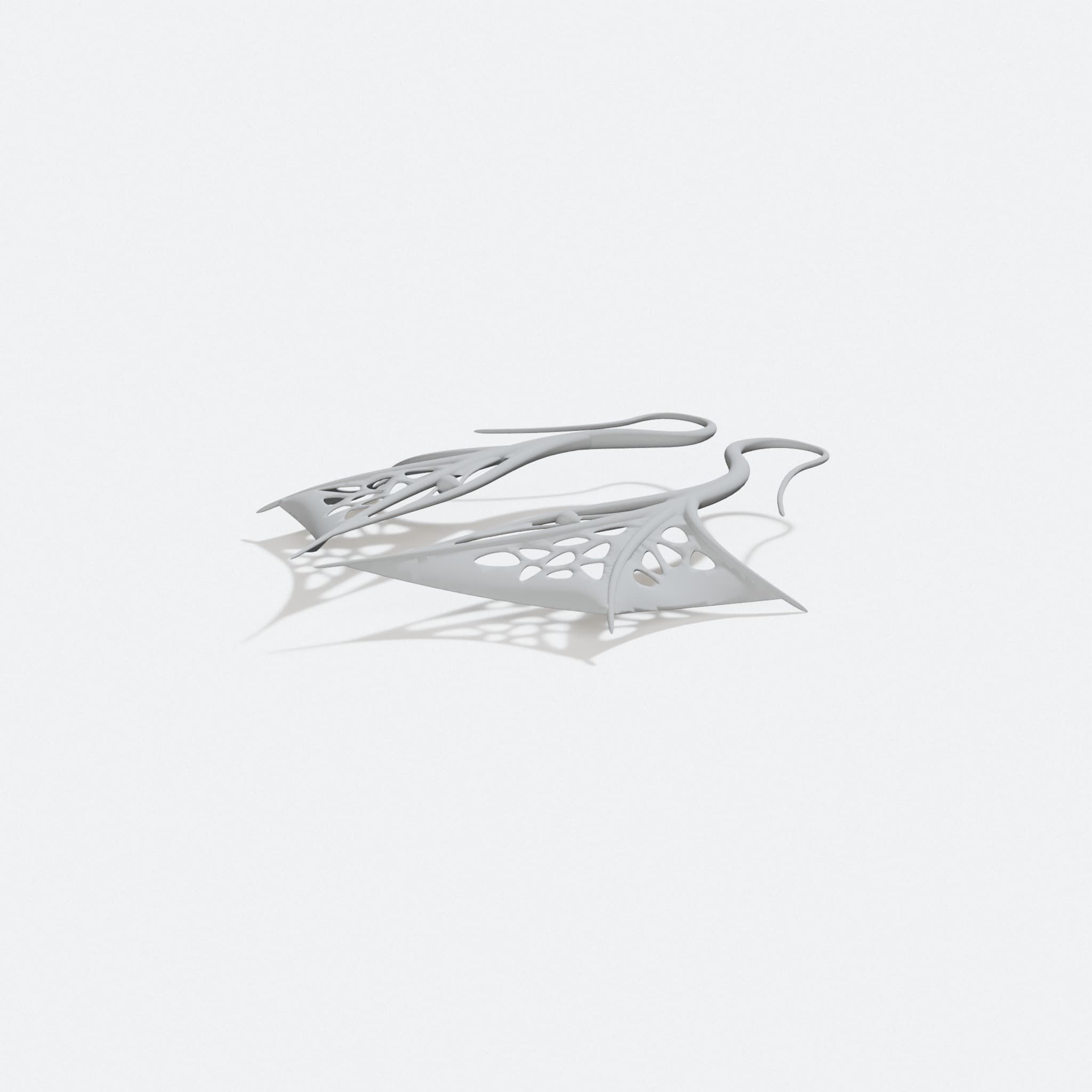 Wing Earrings, Geometric 3D Printed Jewelry