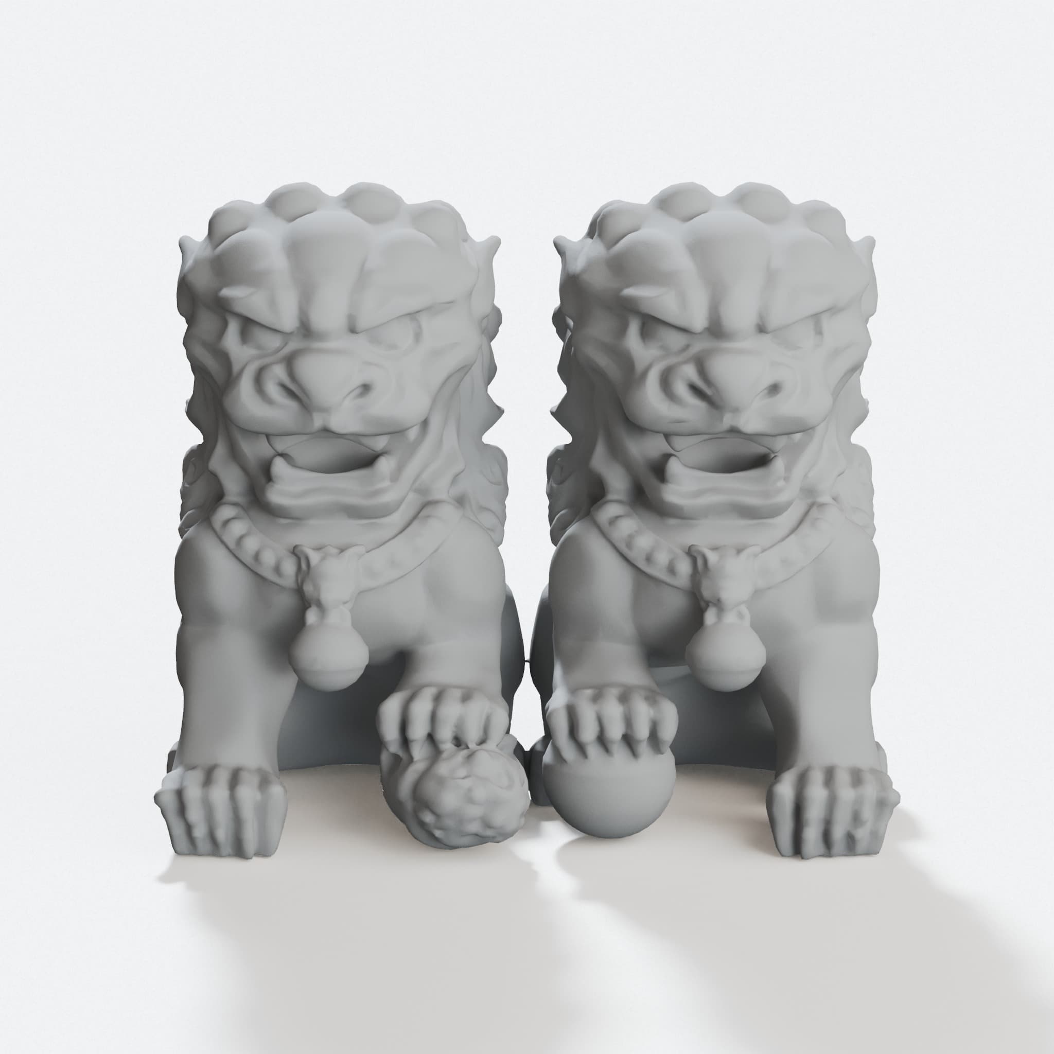 Chinese Guardian Lions 3D Printable Ornament, hero tilt