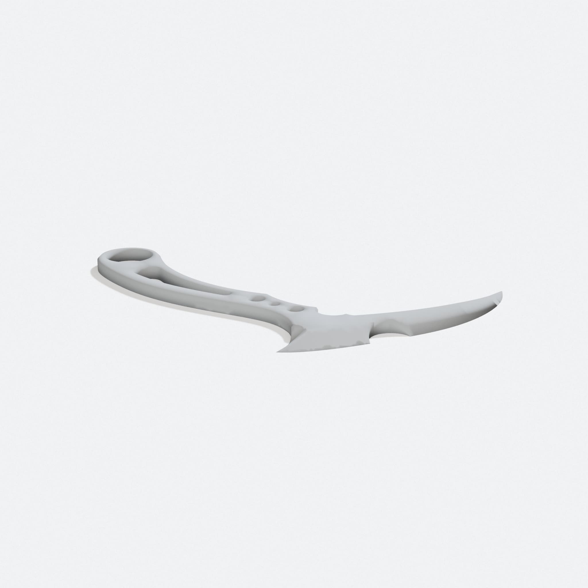 3D Printed Hand Scythe Workshop Tool, turn three quarter