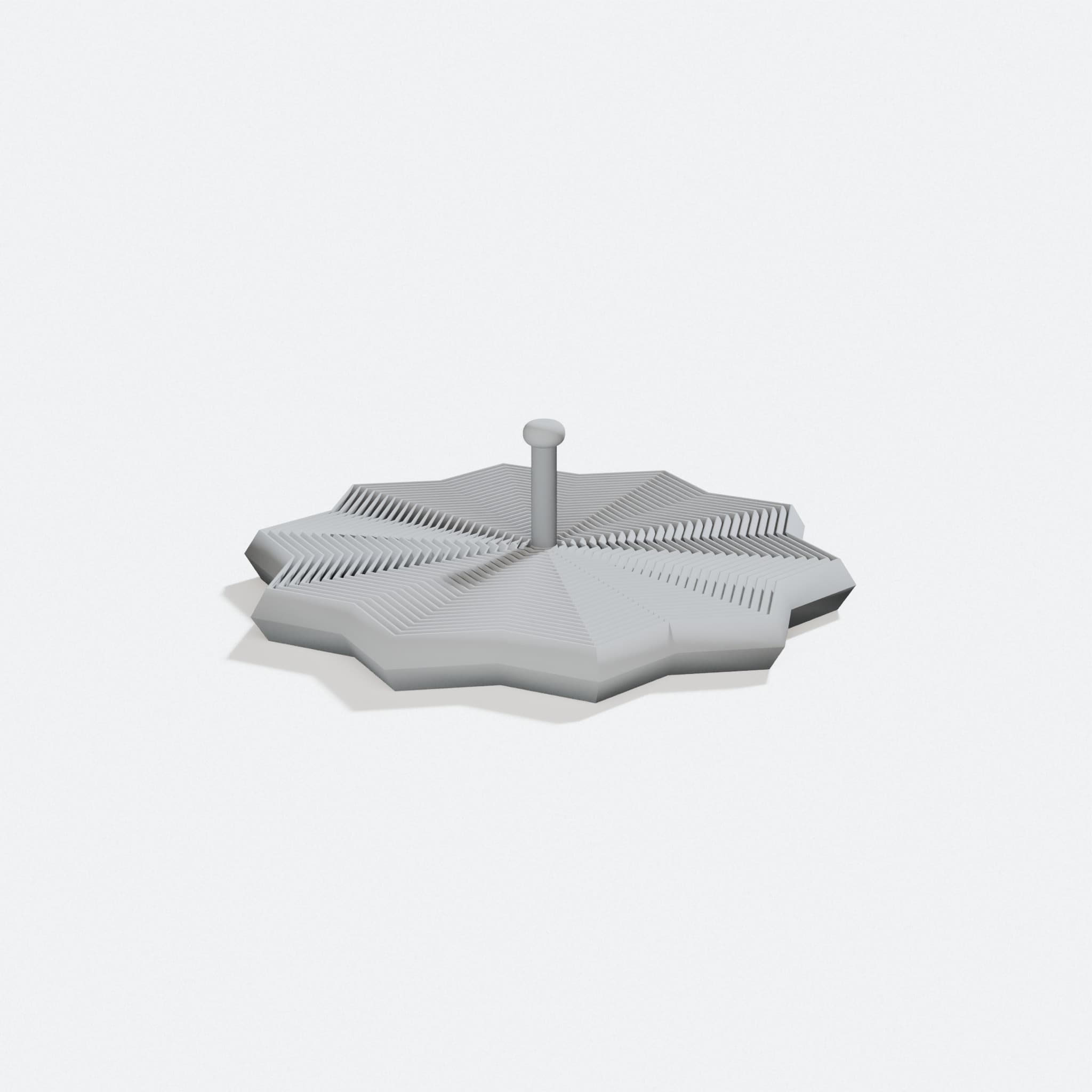 Fractal Fidget Star with Short Handle - 3D Printed Fidget Toy, turn three quarter