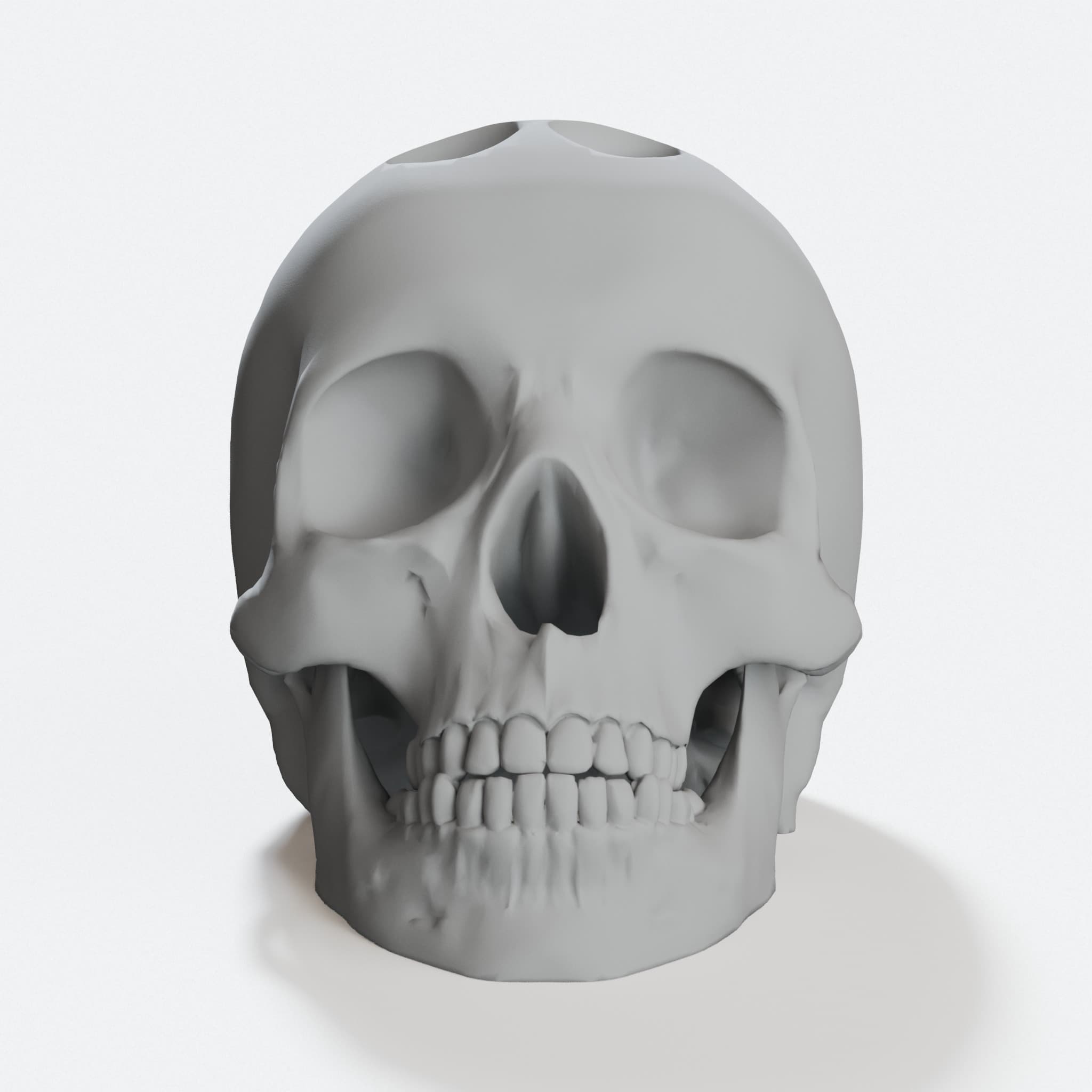 Skull Desk Organizer, 3D Printed Office Accessories, hero tilt