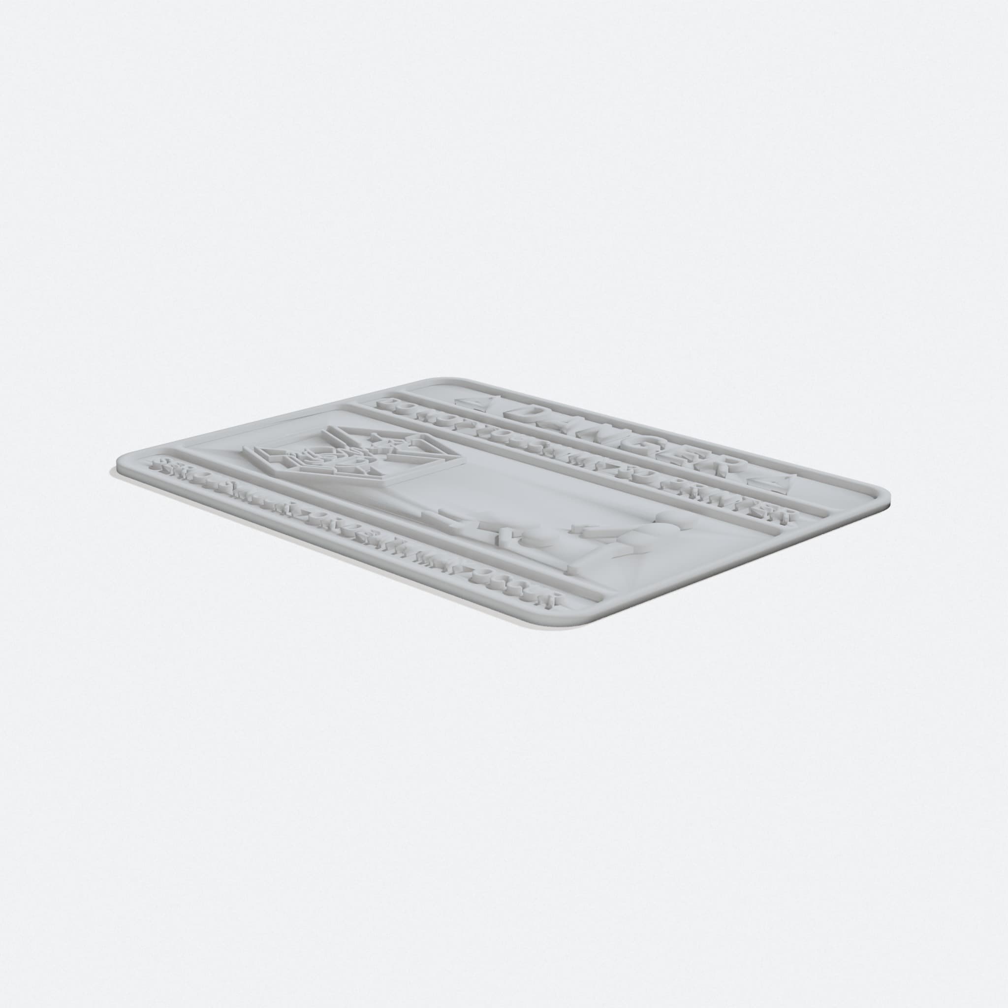 3D Printed Warning Sign Home Decor, turn three quarter