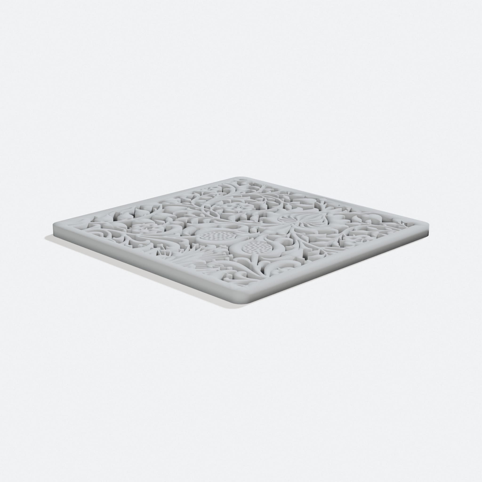 Floral Silhouette Pattern 3D Printed Home Decor, turn three quarter