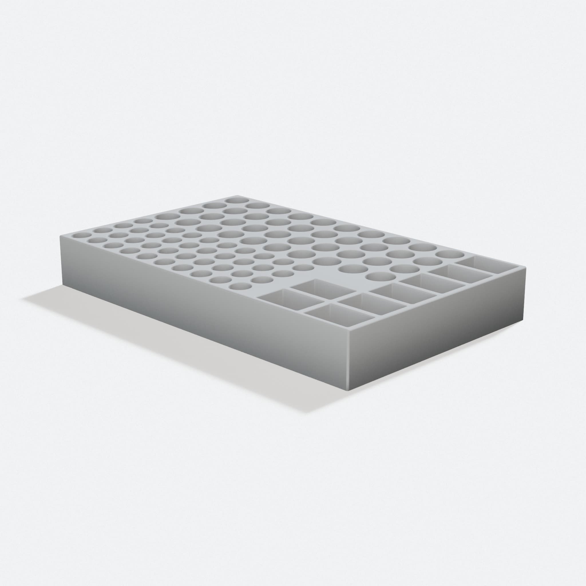 Large Battery Tray Organizer, 3D Printed Storage, turn three quarter