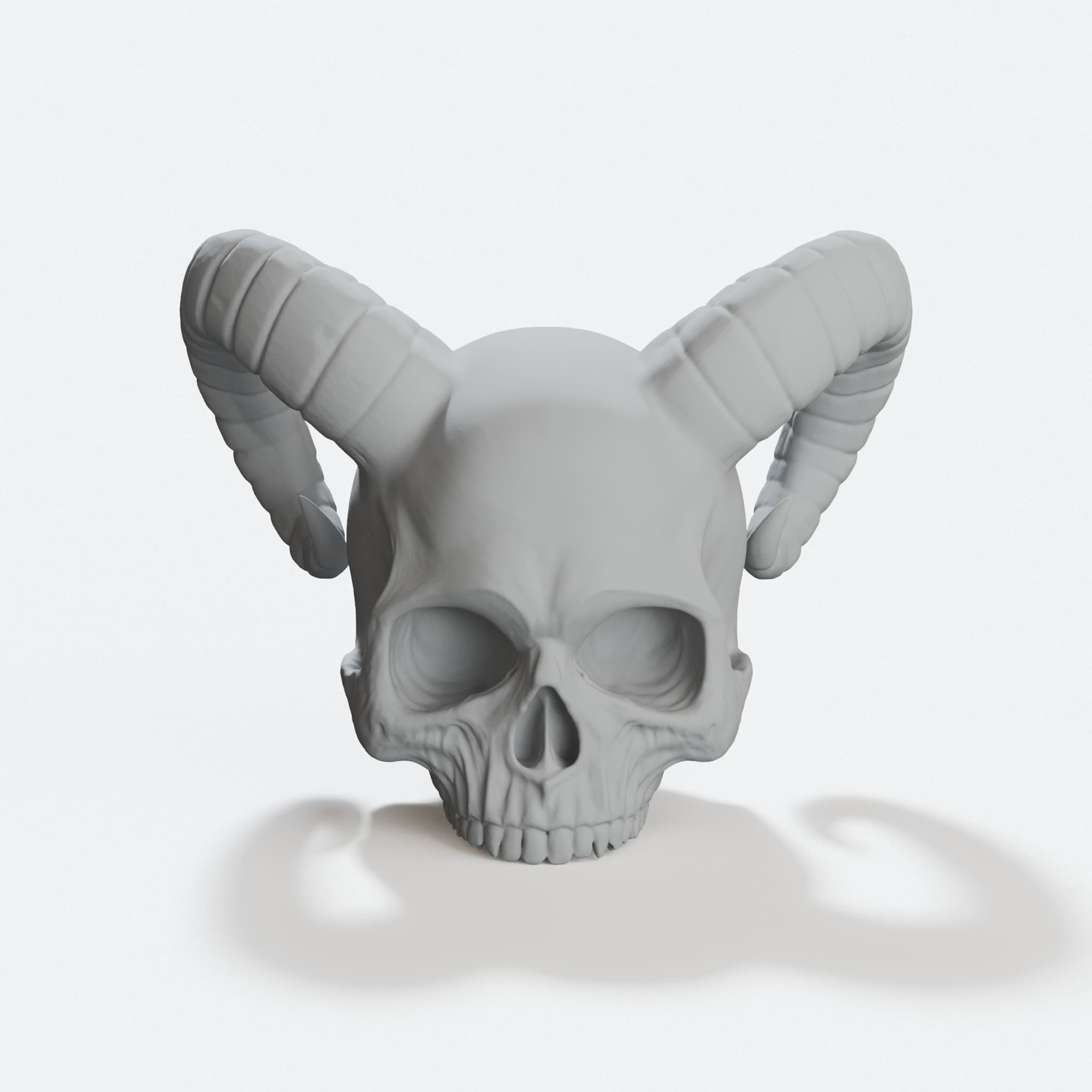 Horned Skull 3D Printed Home Decor, hero tilt
