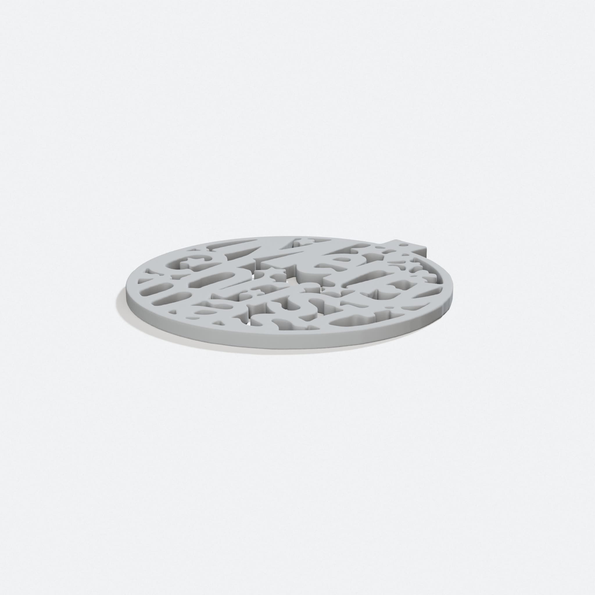 3D Printed Christmas Ornament, Merry Christmas Flat, turn three quarter