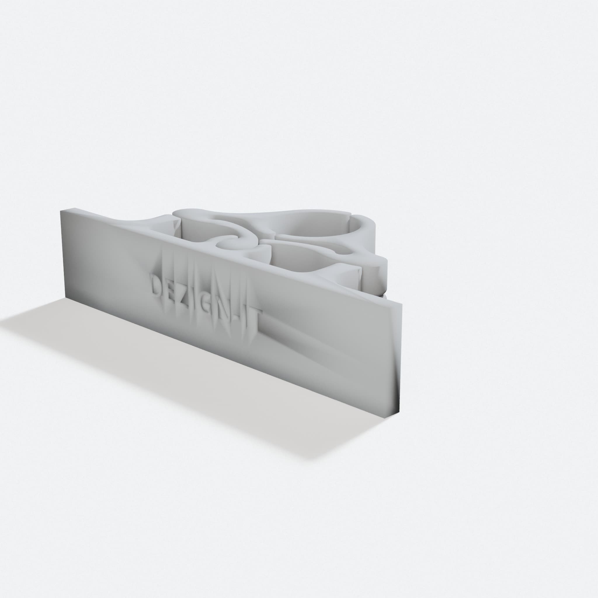 Broom Bracket Wall Hanger, 3D Printed Organizer, turn three quarter