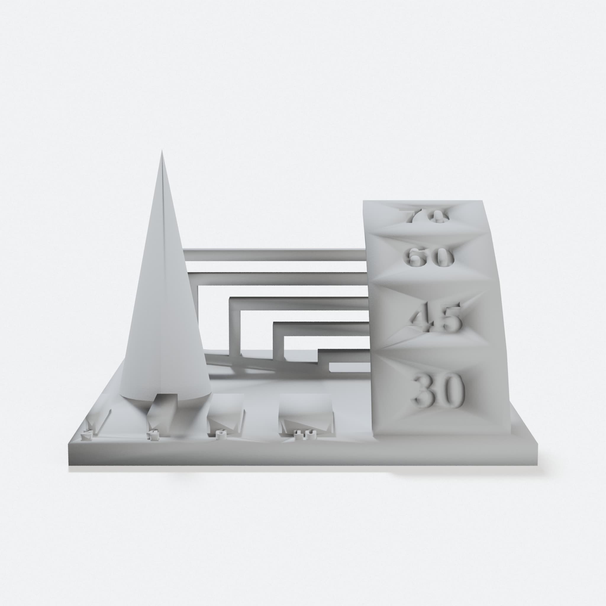 3D Printed Tech Test Block for Printer Setup, hero tilt