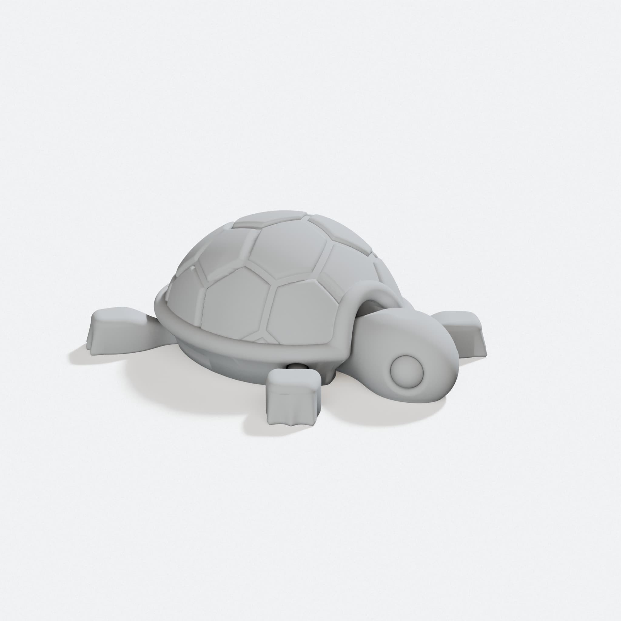 Baby Turtle Articulated Toy - Print in Place, turn three quarter