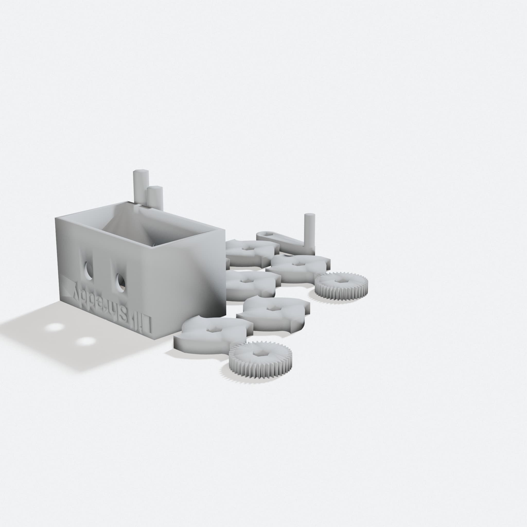 Lil Shreddy 3D Printed Desktop Shredder Toy, turn three quarter