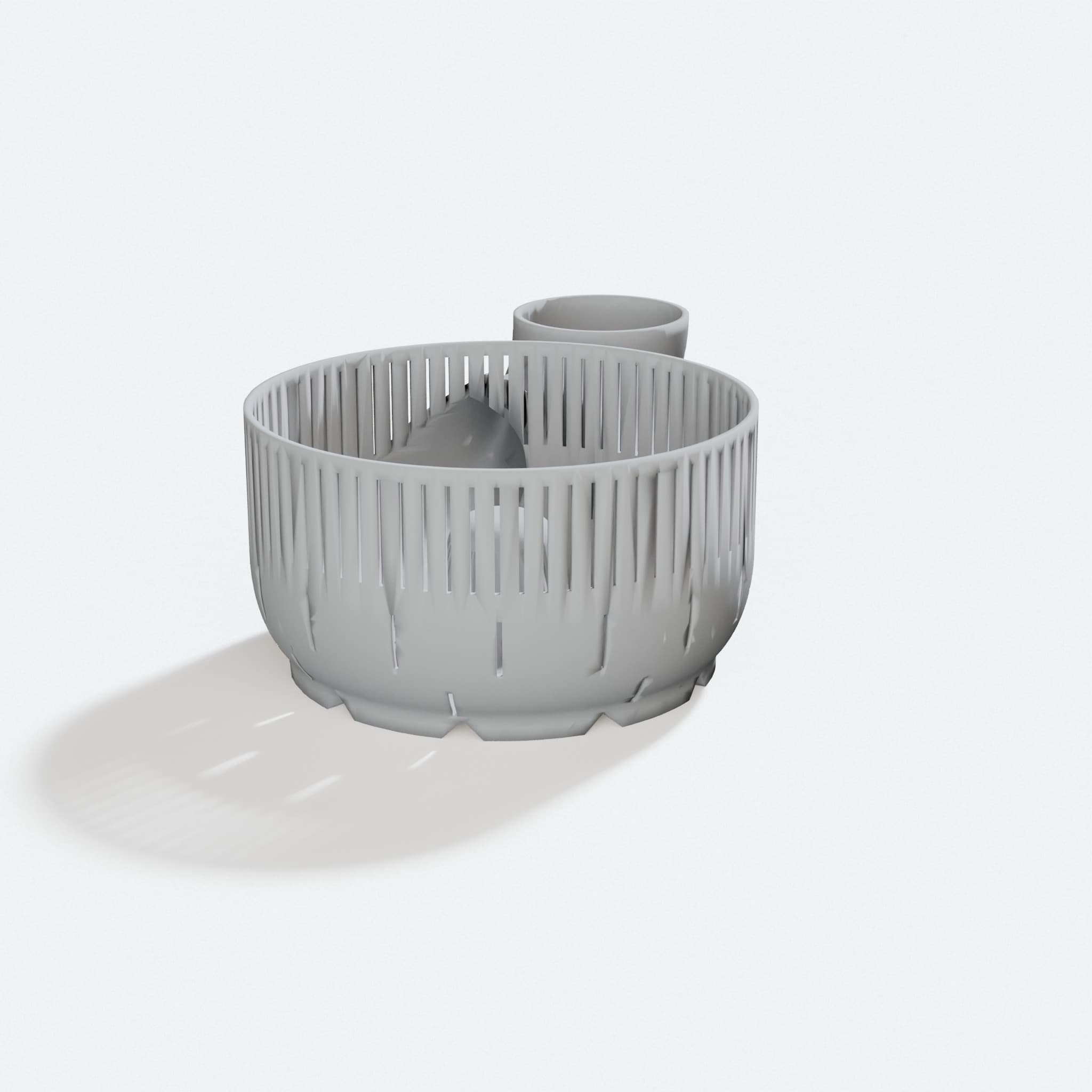 Fruit and Vegetable Washer with Outward Drain, turn three quarter