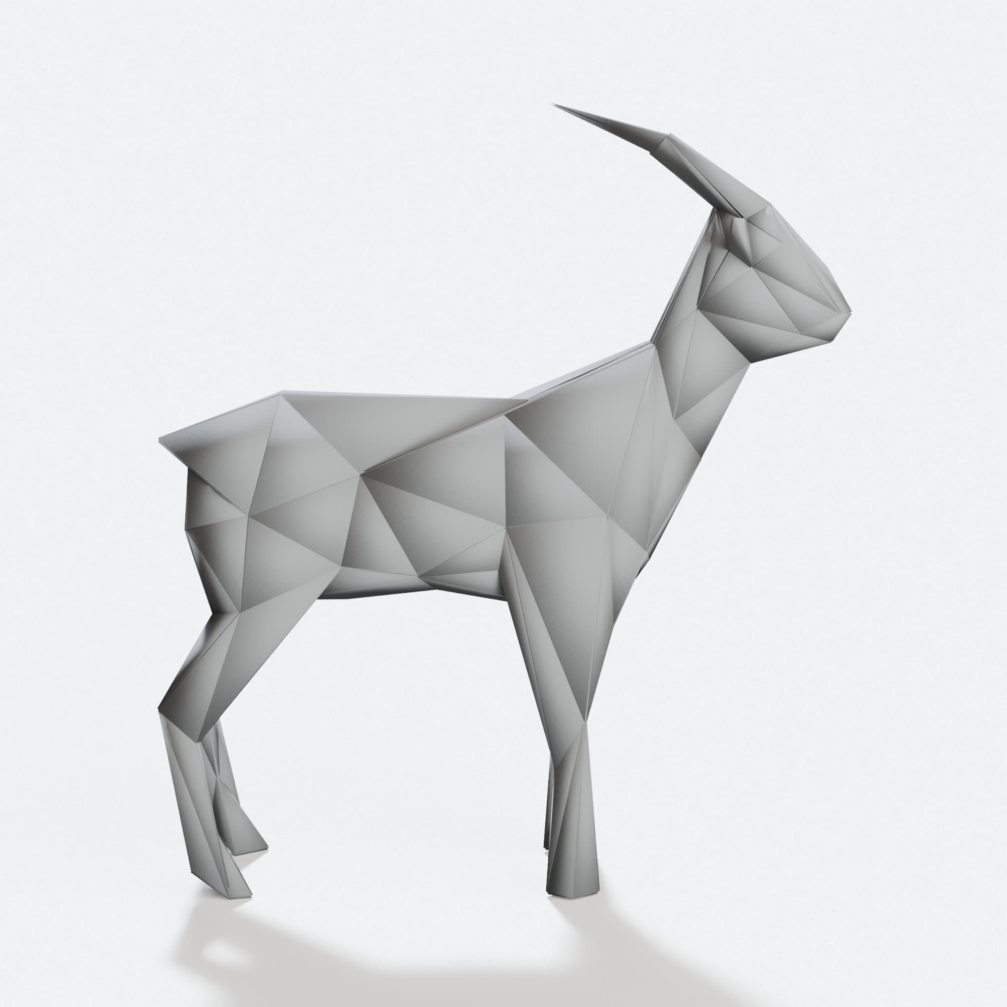 Triangulated Goat 3D Printed Ornament, hero tilt