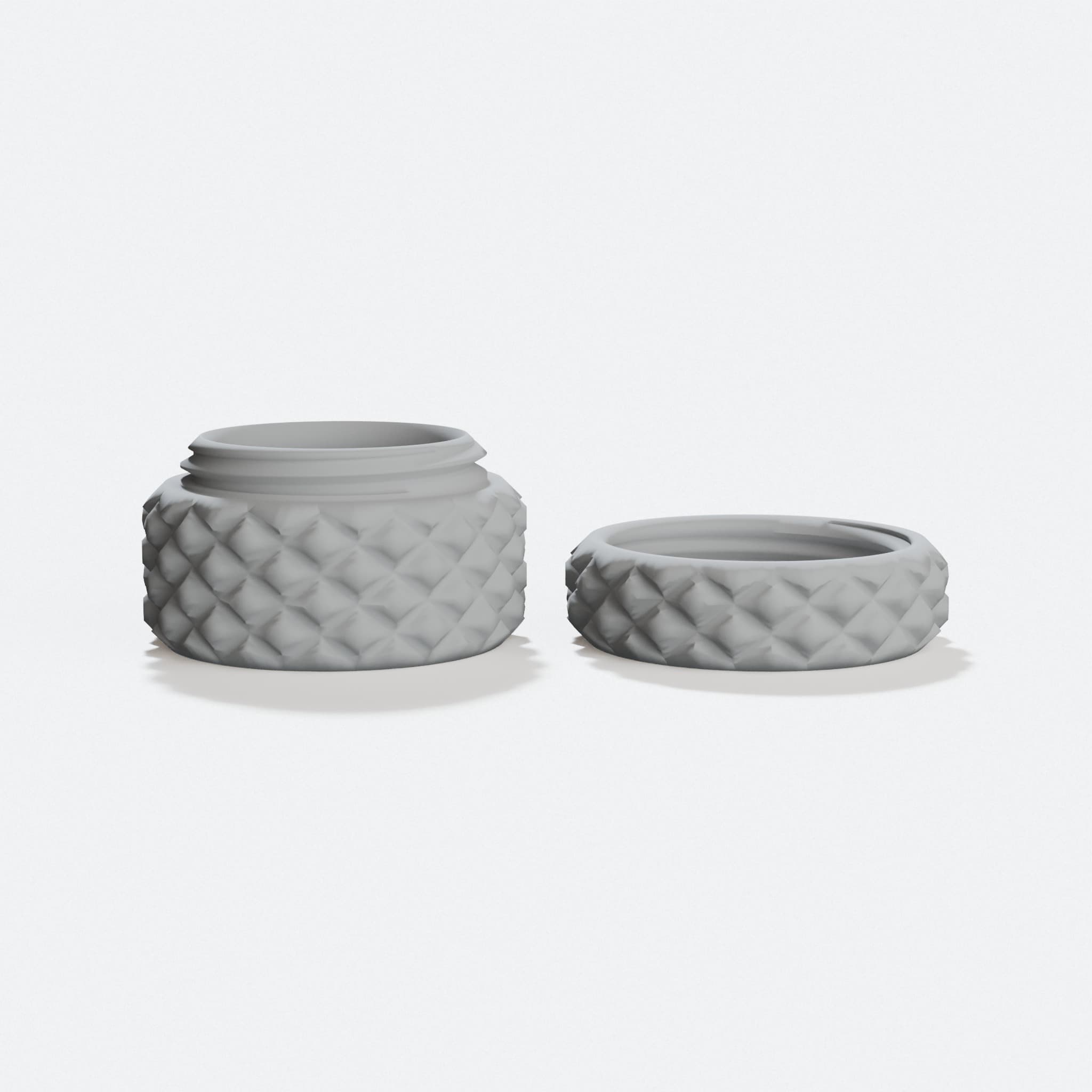 Knurled Bottle 3D Printed Organizer 50x35mm, hero tilt