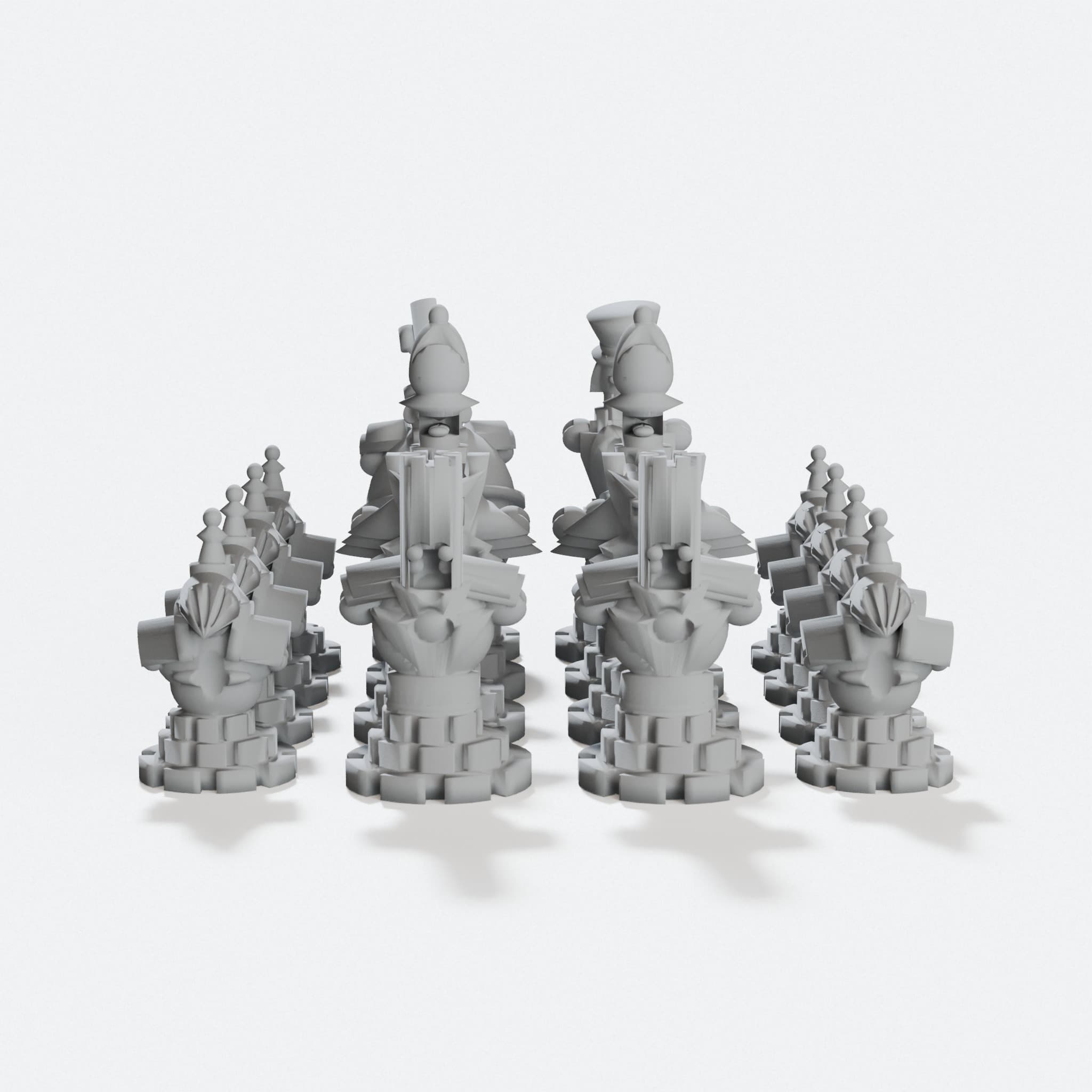 Steampunk Robot Chess Set, 3D Printed Toys, hero tilt